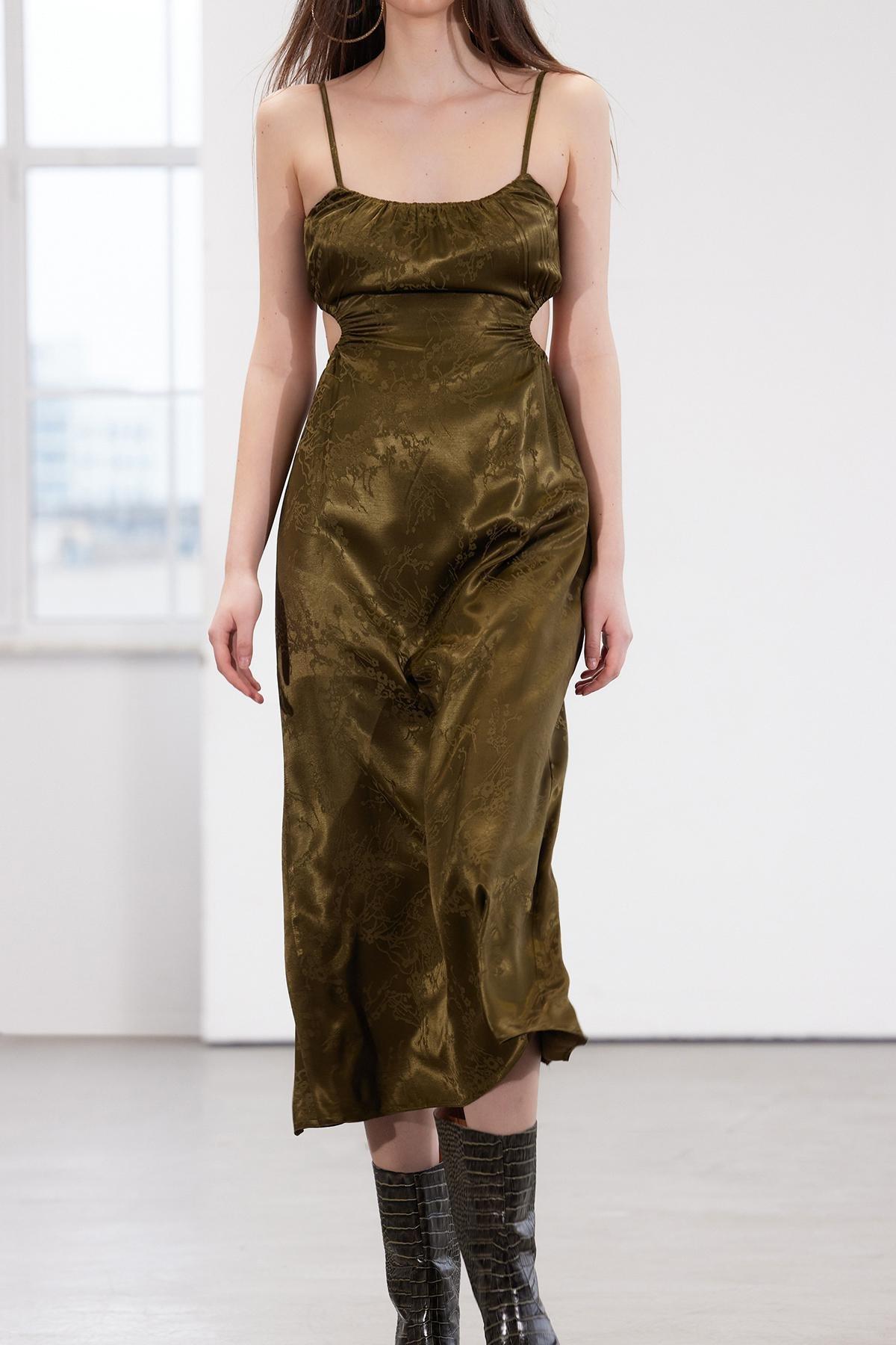 Khaki Limited Edition Satin Dress, , large image number 3