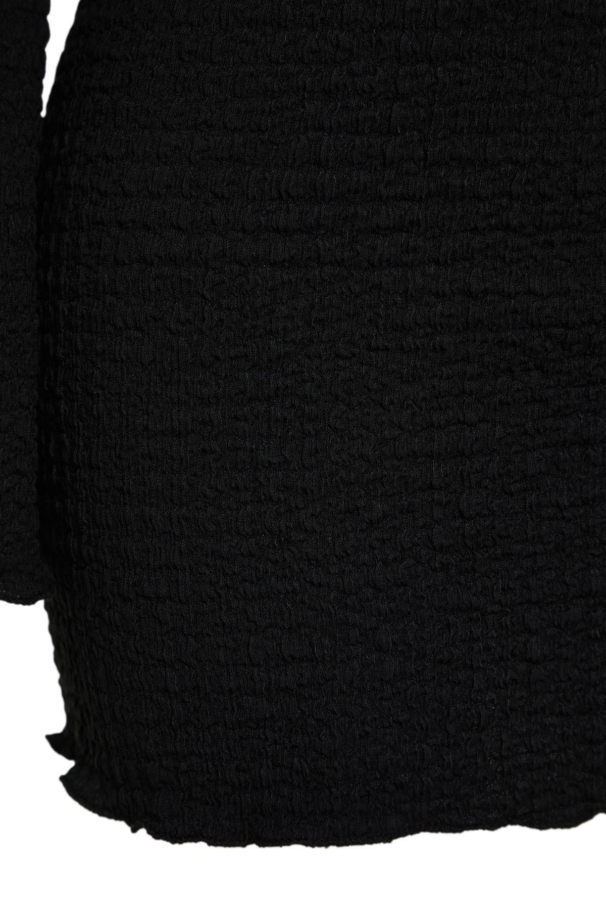 Black Woven Tie Blouse and Skirt Set TBESS24AU00035, , large image number 6