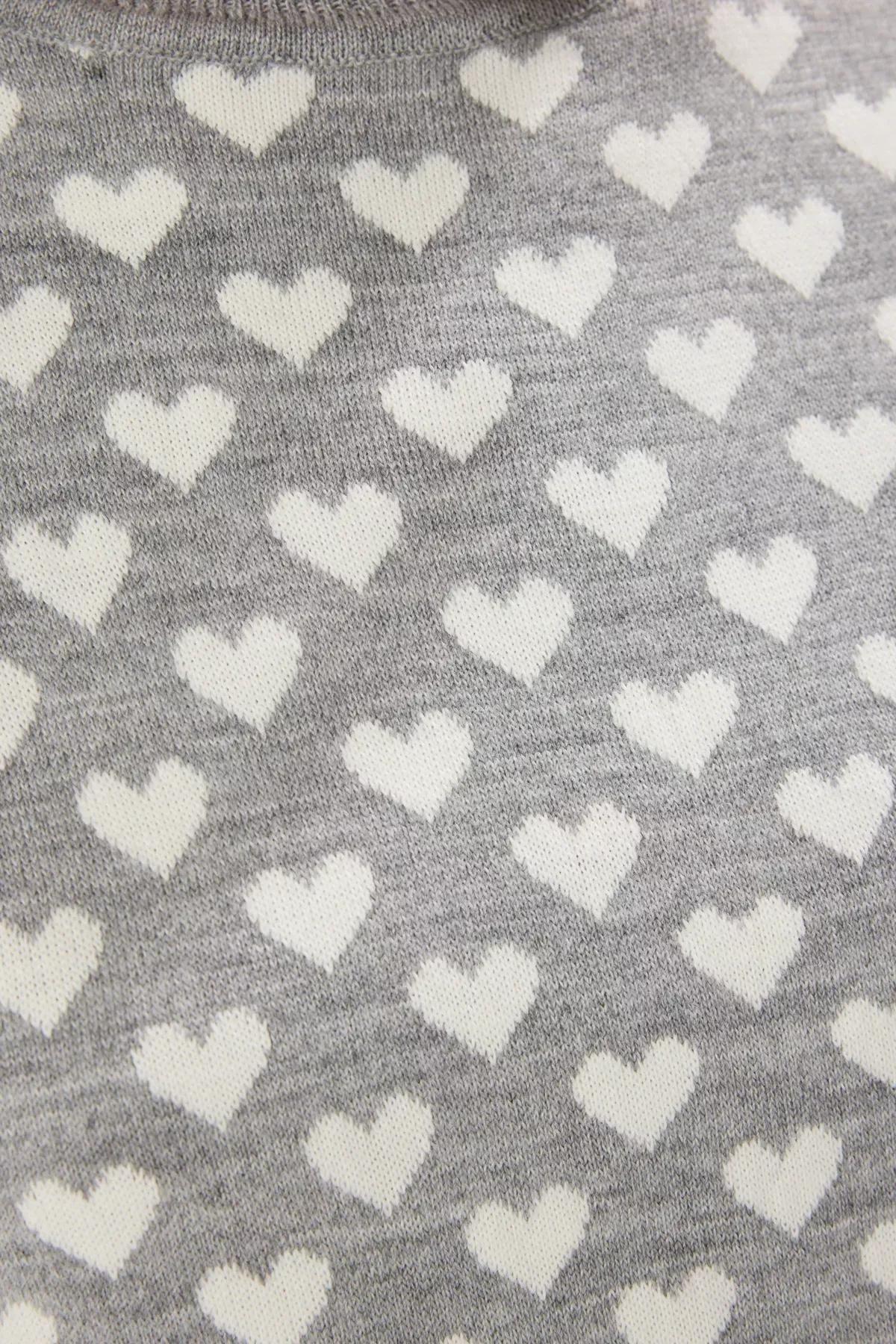 Grey Crew-Neck Heart Knit Sweater, C101_1653, large image number 3