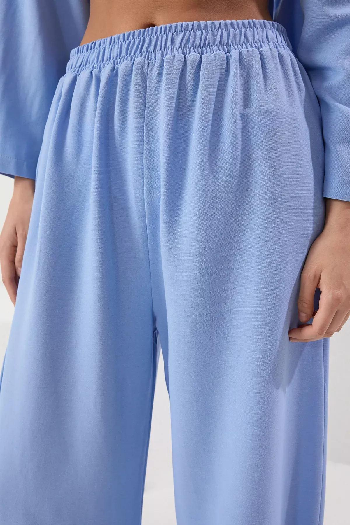 Blue Woven Tied Blend Co-Ord Set, , large image number 3