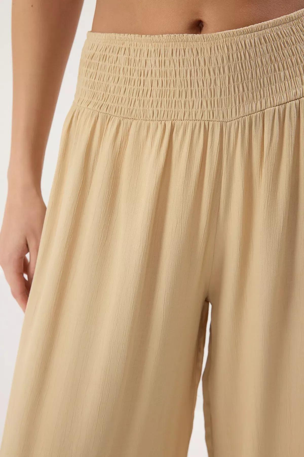 Beige Beach Woven Trousers, , large image number 2