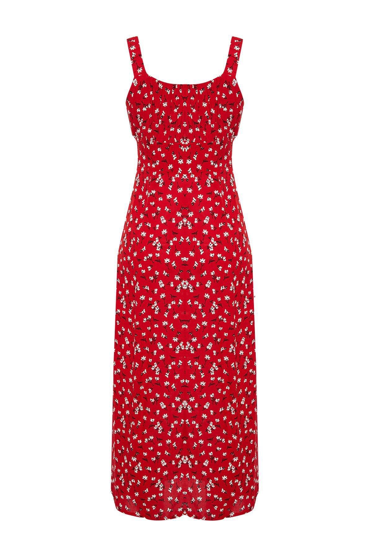Red Floral Viscose Maxi Woven Dress TWOSS24EL00613, , large image number 5