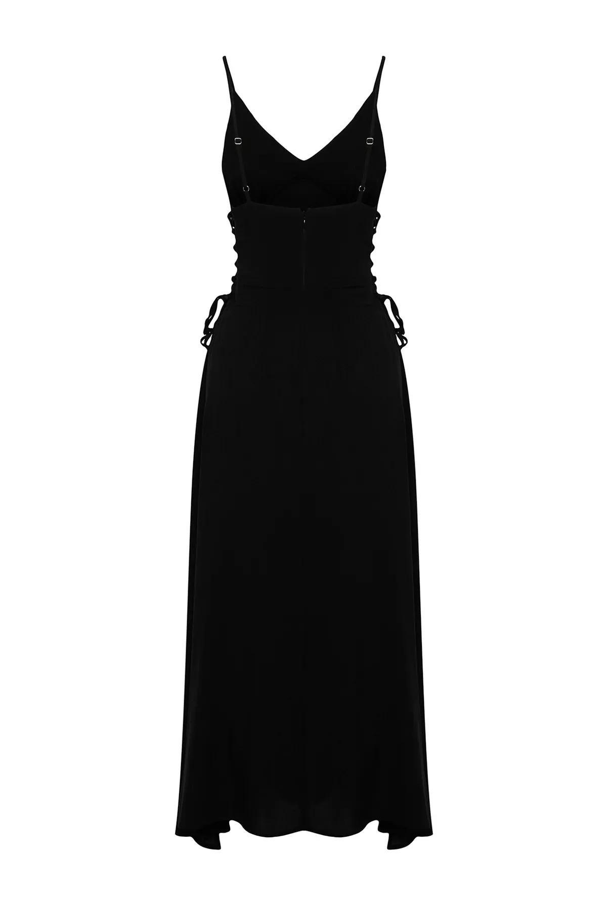 Black Detailed Maxi Dress, , large image number 2