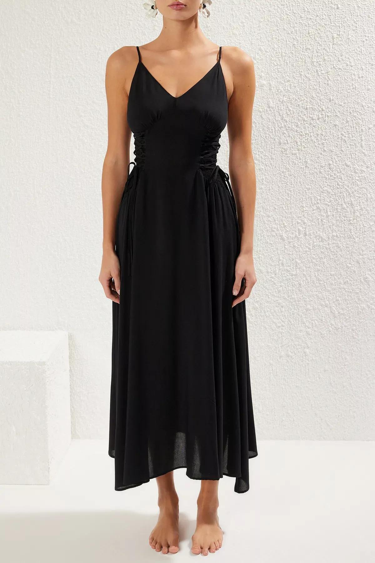 Black Detailed Maxi Dress, C101_2094, large image number 4