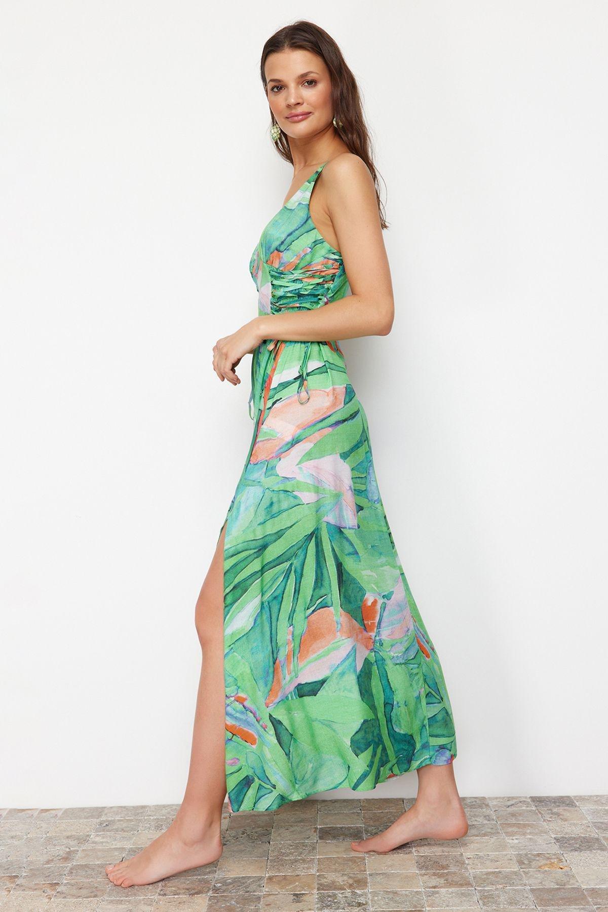 Floral Patterned Maxi Woven Dress, , large image number 0