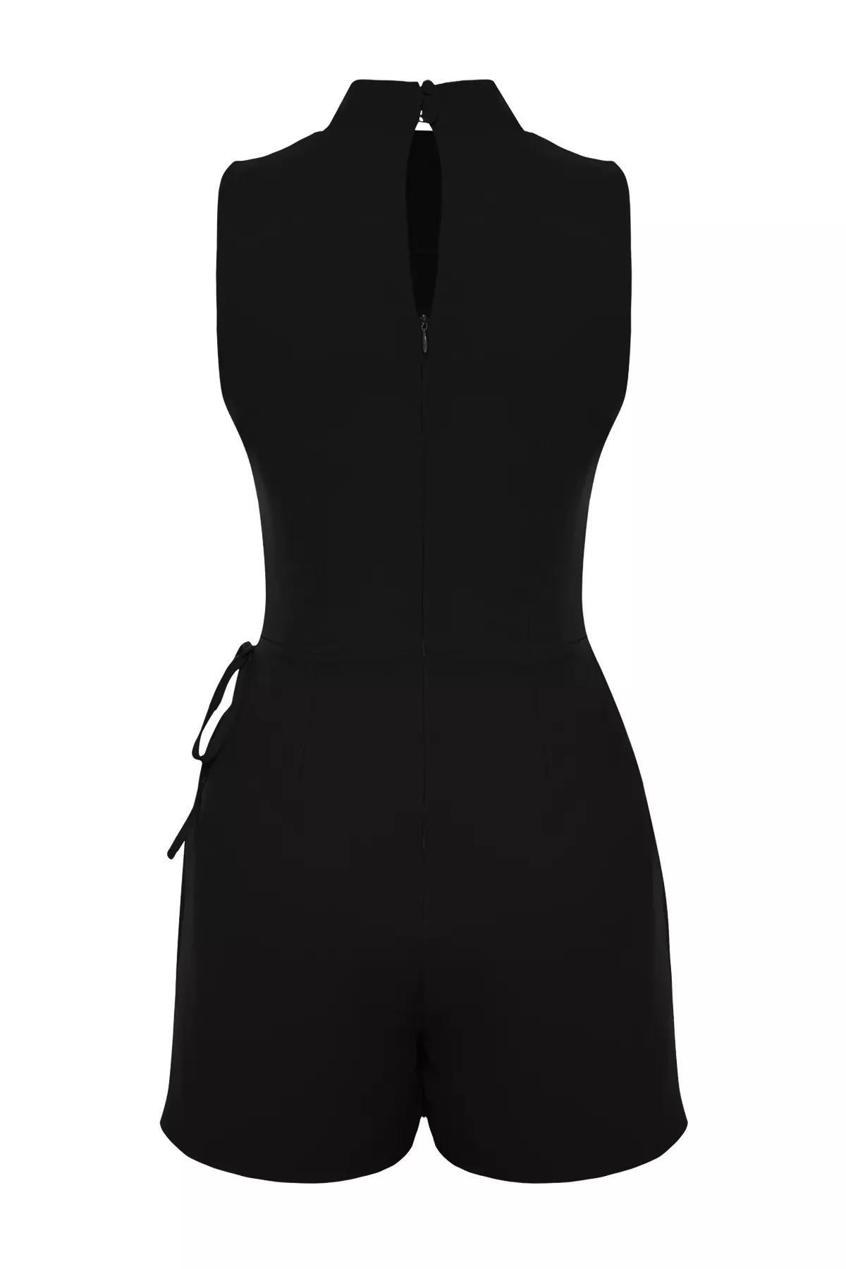 Black Tie-Detail Mini Skirt Jumpsuit, BLACK, large image number 6