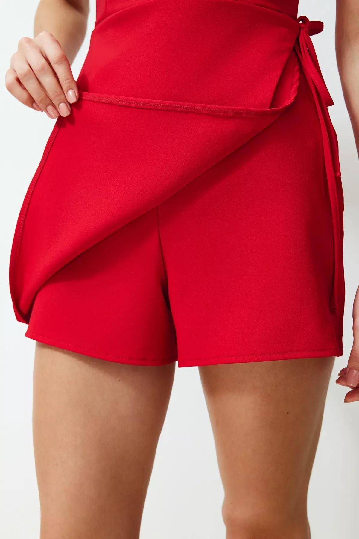 Red Detailed Mini Woven Jumpsuit, Red, large image number 5