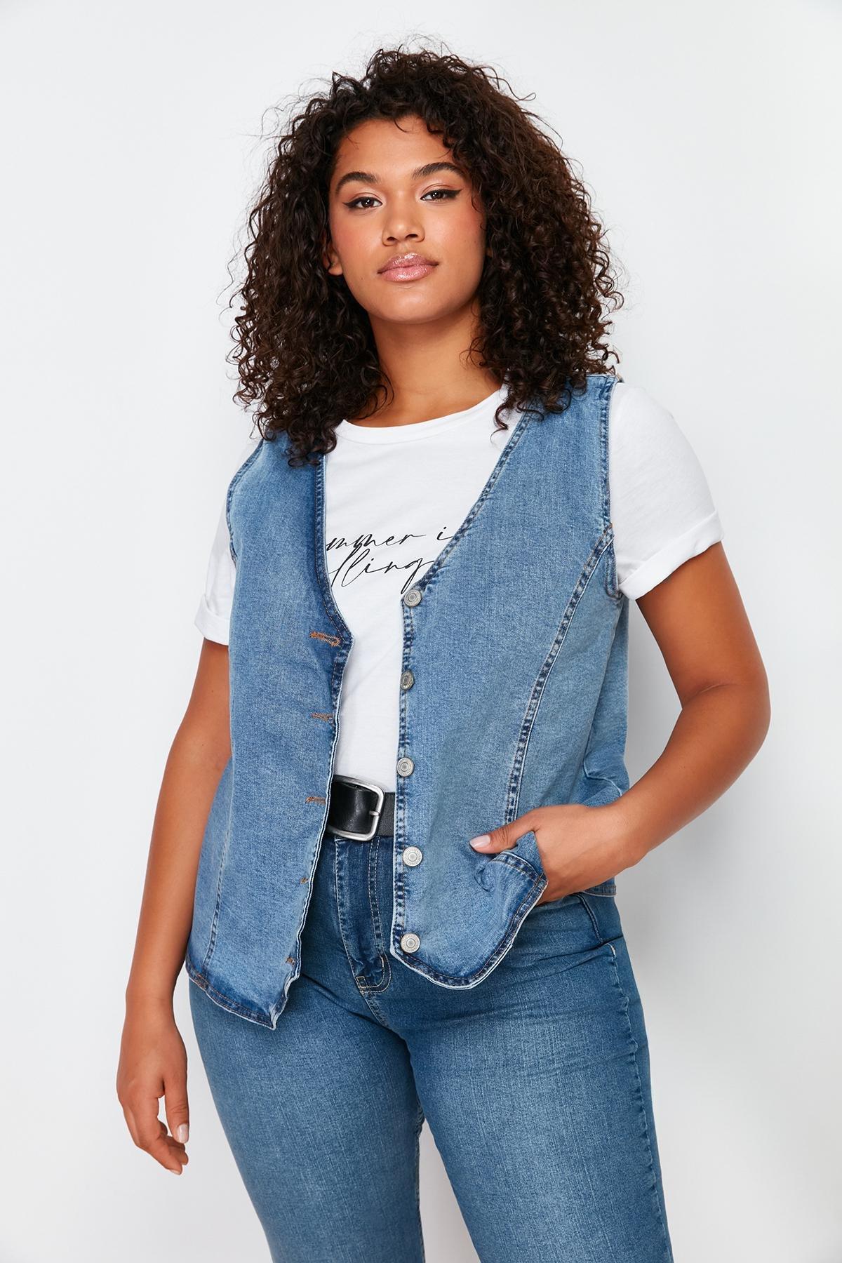 Blue Denim Vest, , large image number 0