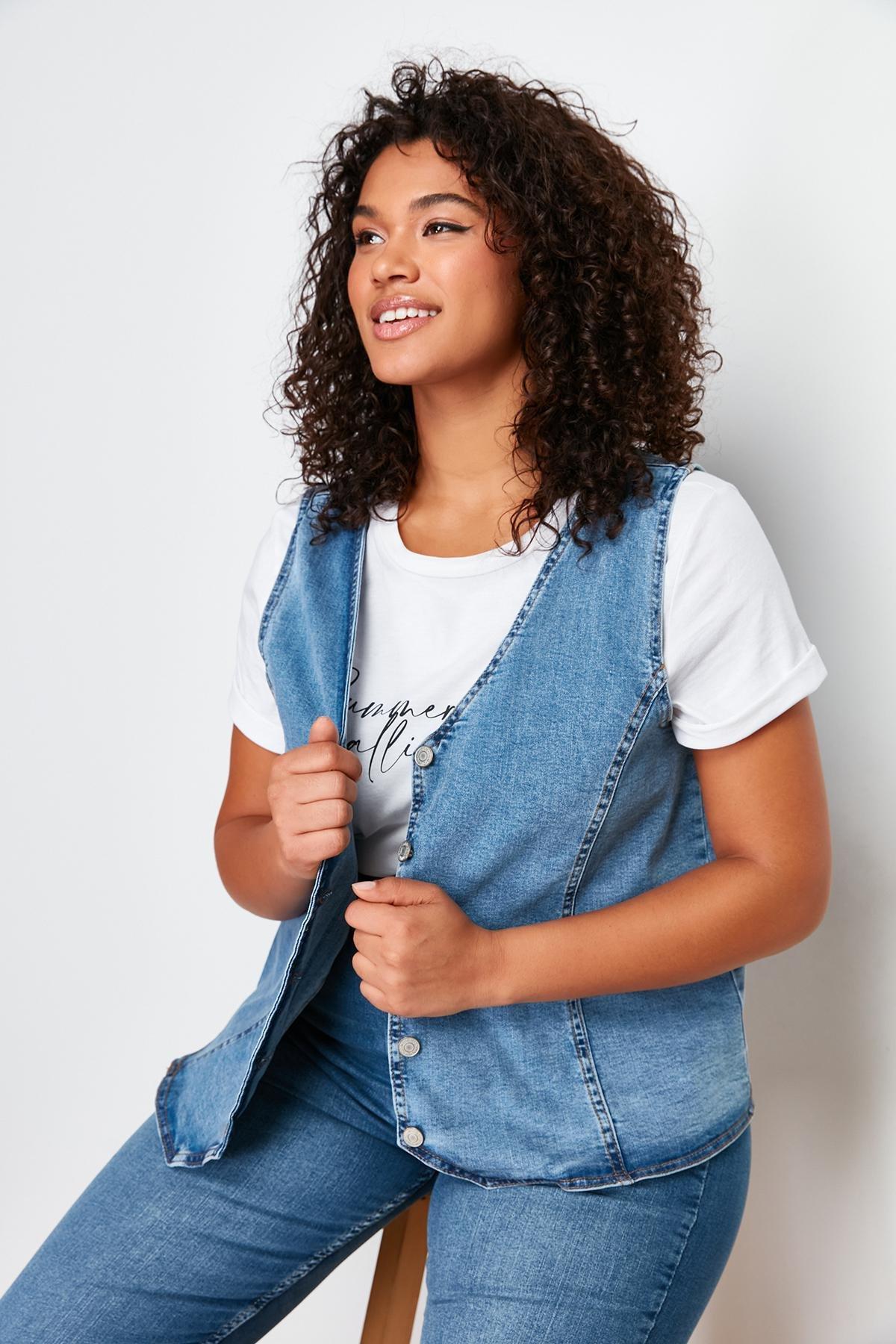 Blue Denim Vest, , large image number 2