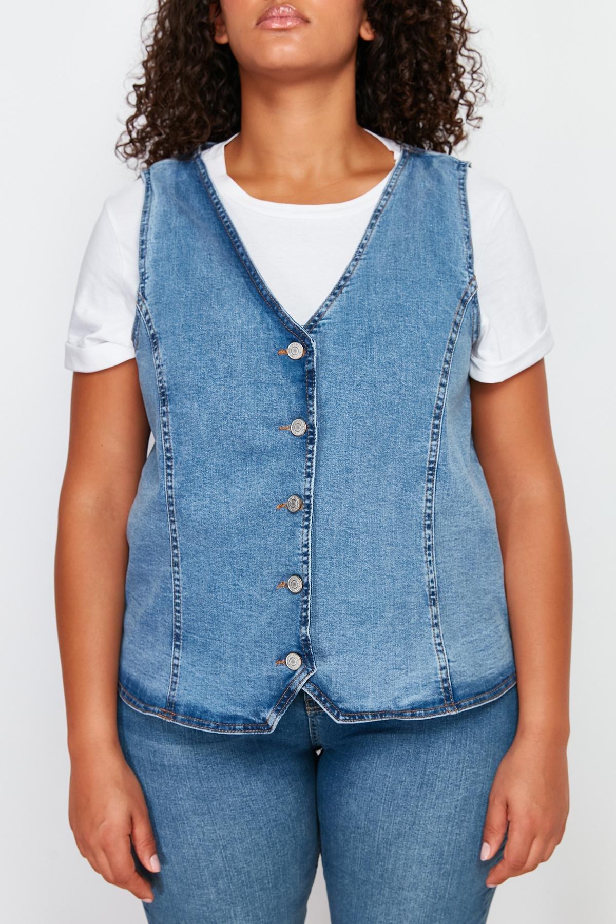 Blue Denim Vest, , large image number 3