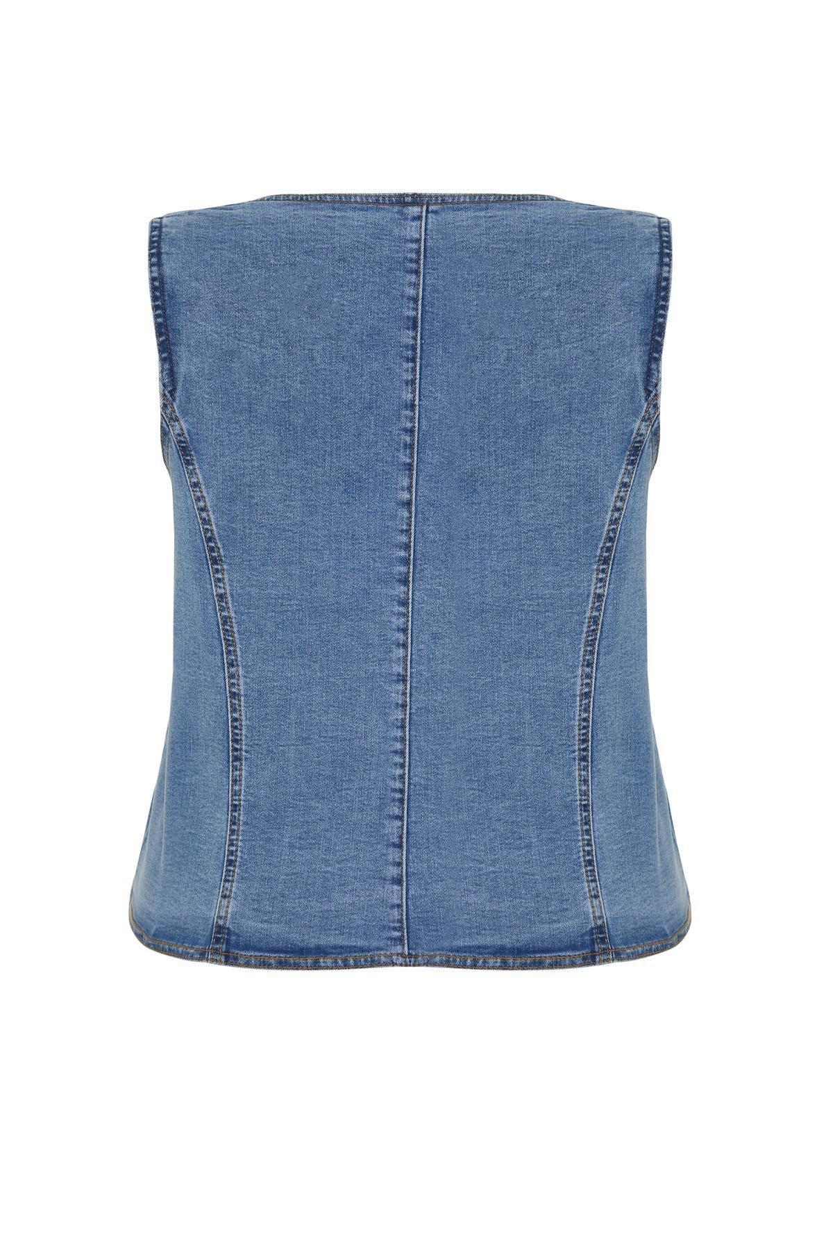 Blue Denim Vest, , large image number 6