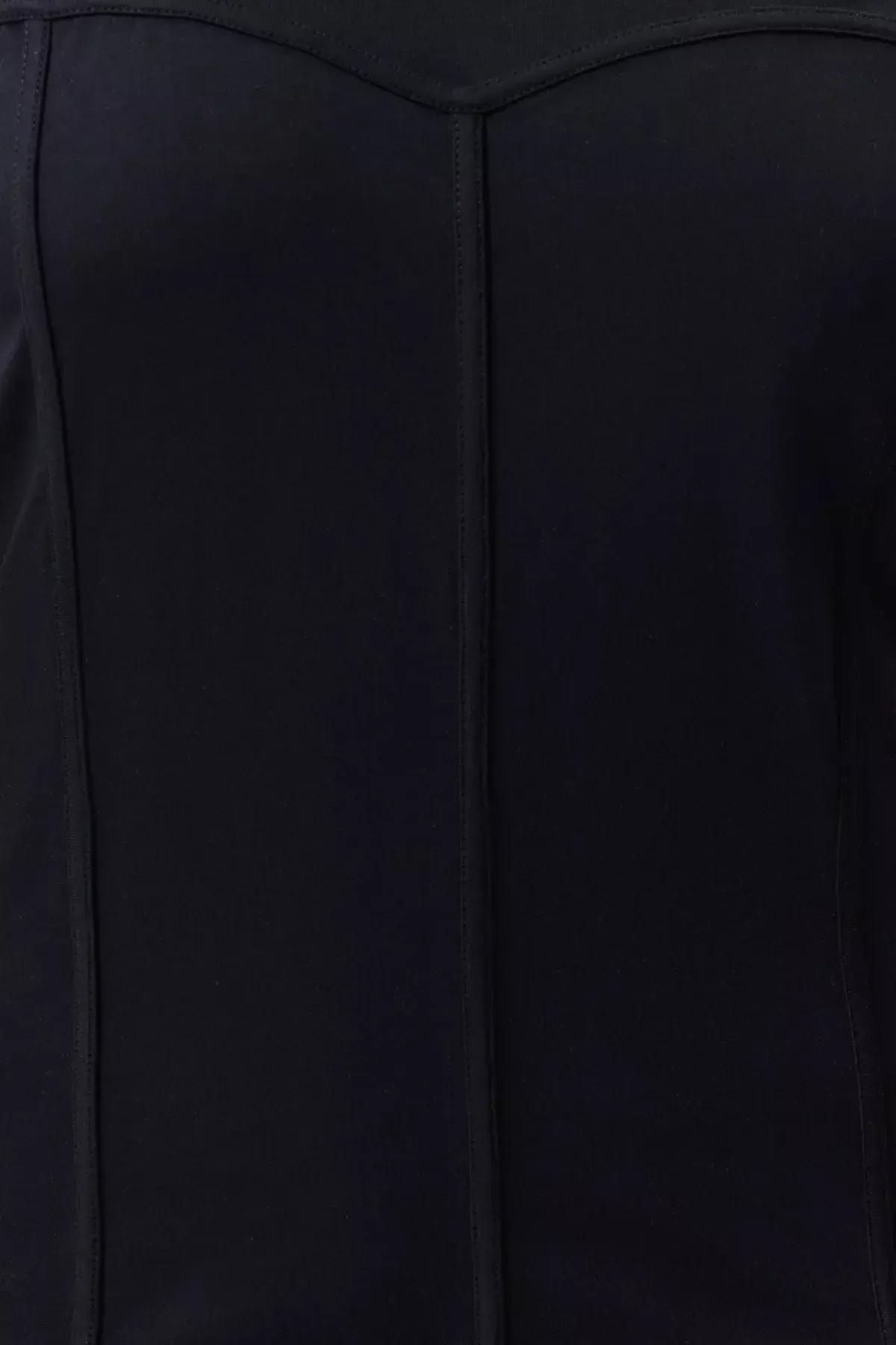 Black Detailed Cotton Knitted T-Shirt, C101_5720, large image number 3