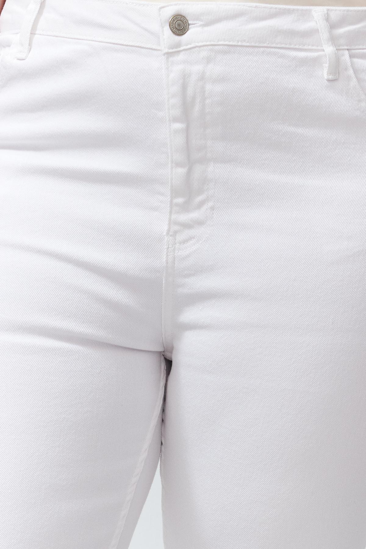White High Waist Plus Size Cropped Bell-bottom Jeans TBBSS24CJ00019, , large image number 3