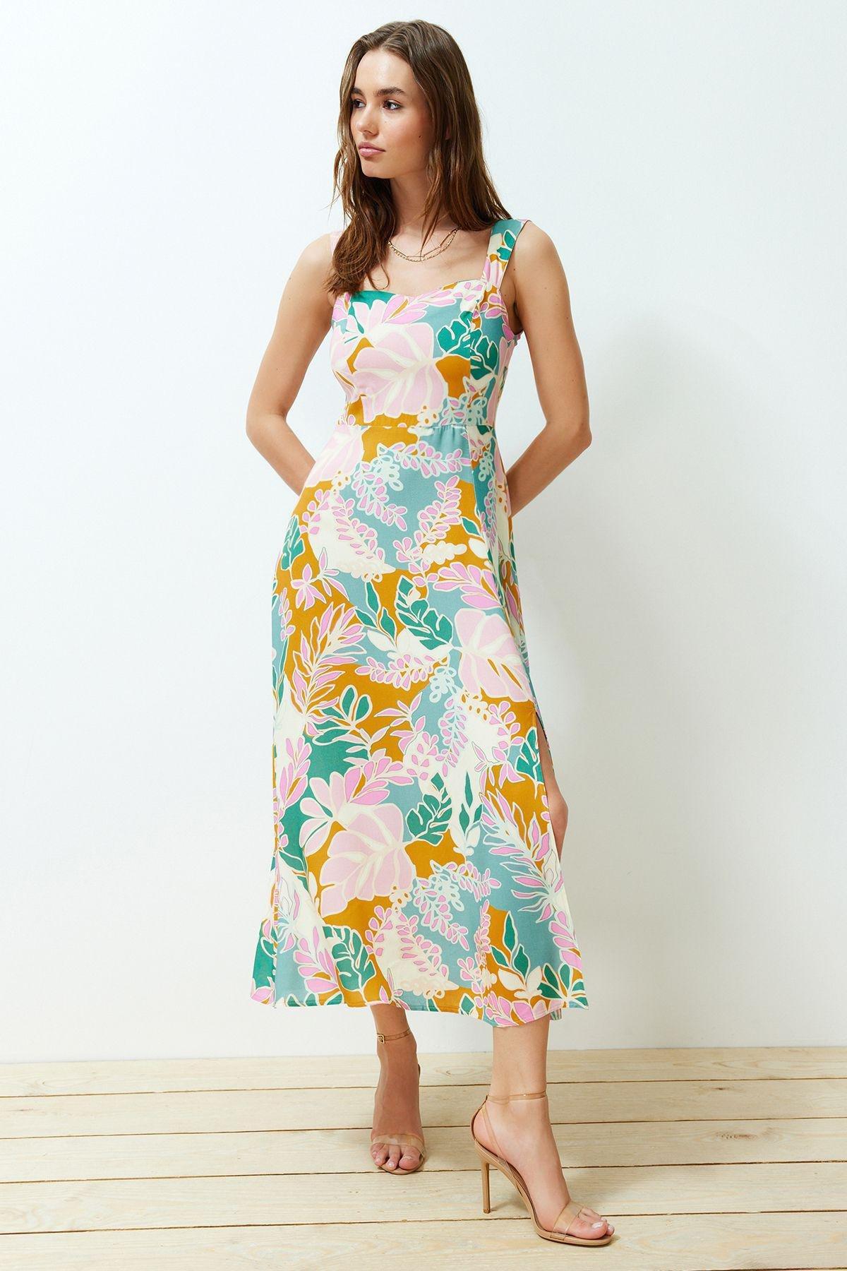 Trendyol Multicolour Floral Patterned A-Line Midi Dress | Azadea UAE