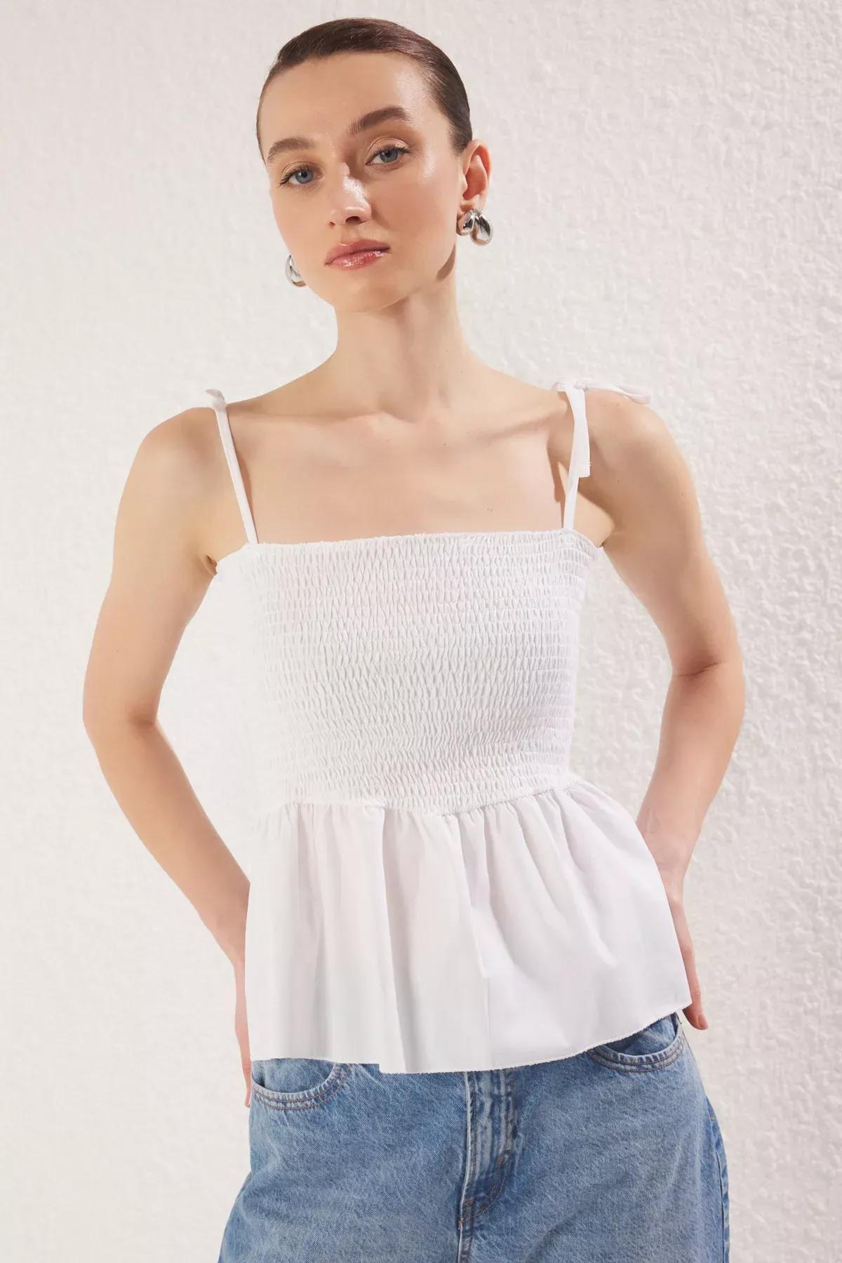 Beige Poplin Knitted Blouse, , large image number 0