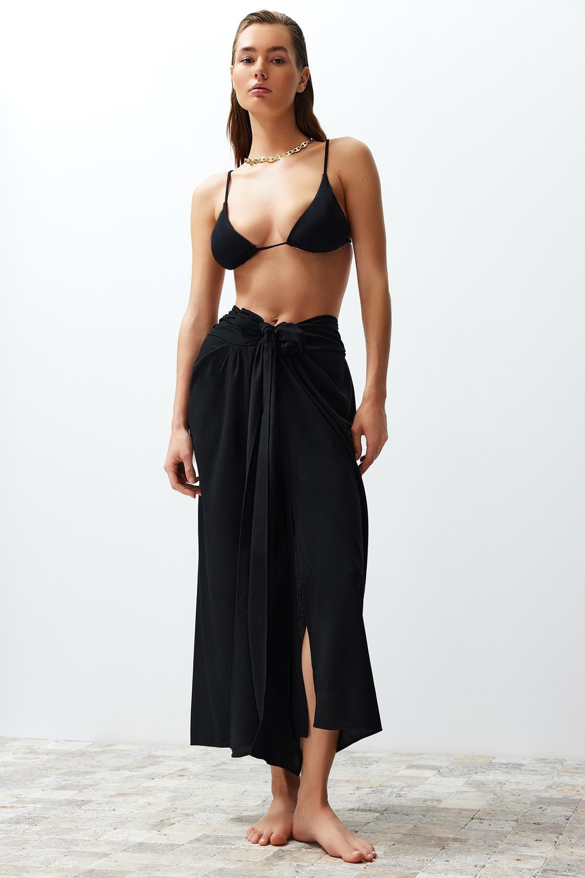 Black Midi Woven Pareo TBESS24PR00011, C101_2094, large image number 0