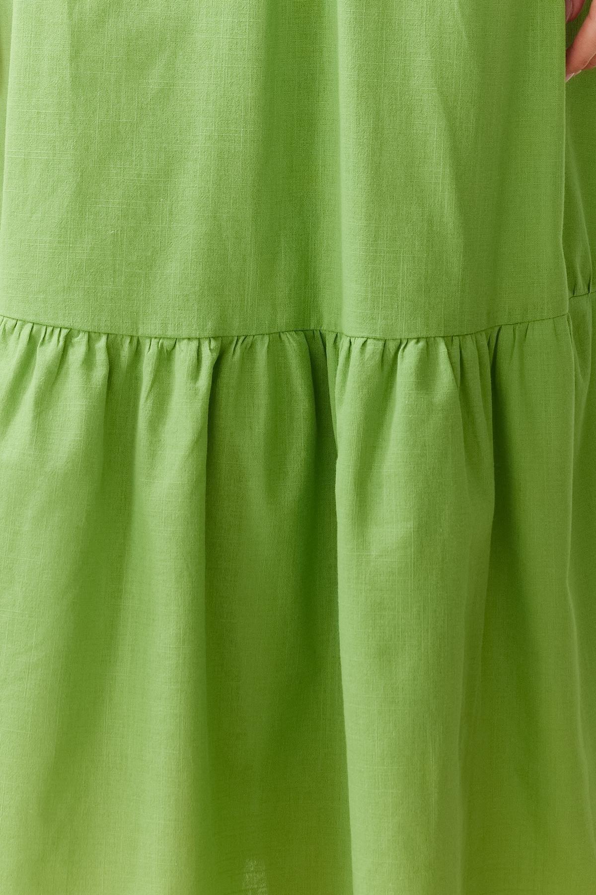 Green Woven One-Shoulder Blouse and Skirt Suit TBESS24AU00037, , large image number 2