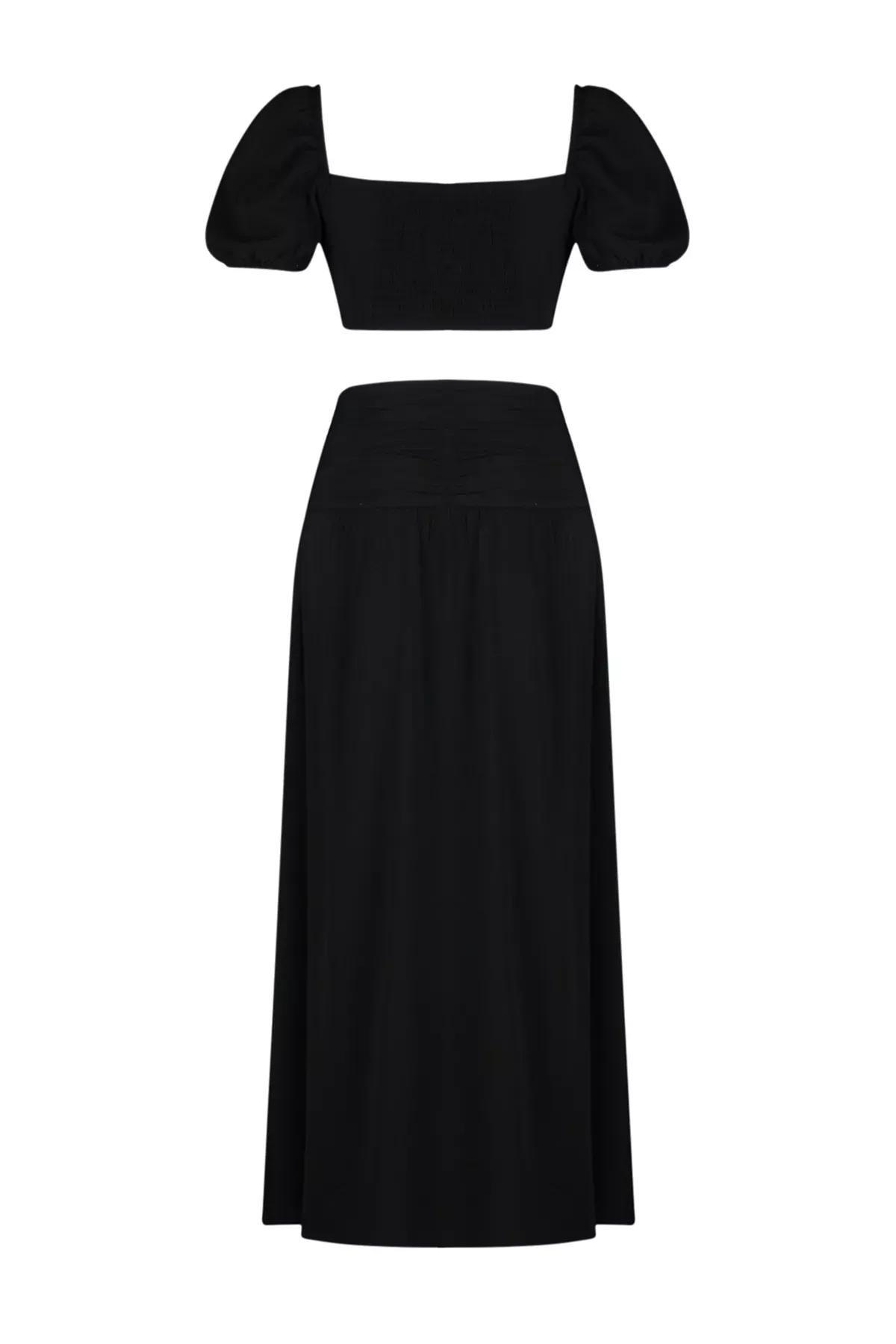 Black Woven Accessory Blouse Set, C101_2094, large image number 6