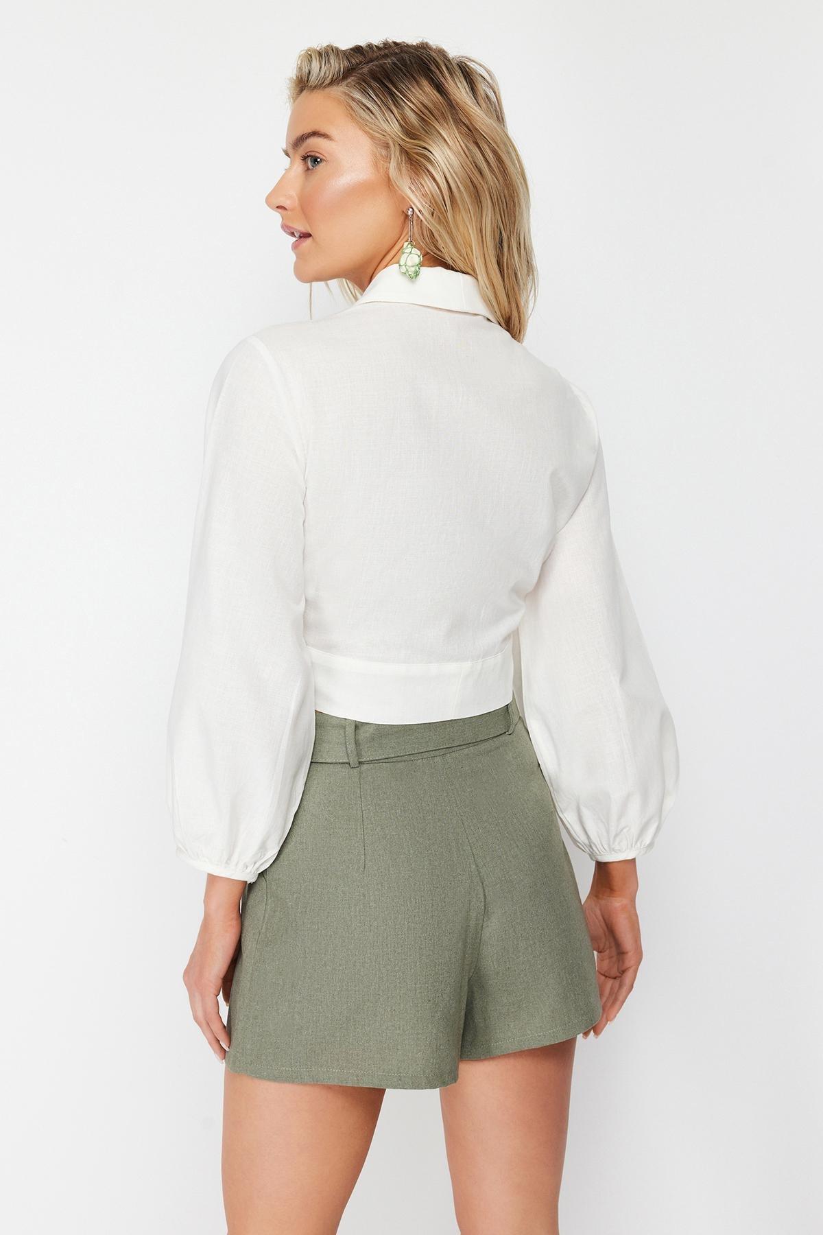 White Cropped Blouse, , large image number 7