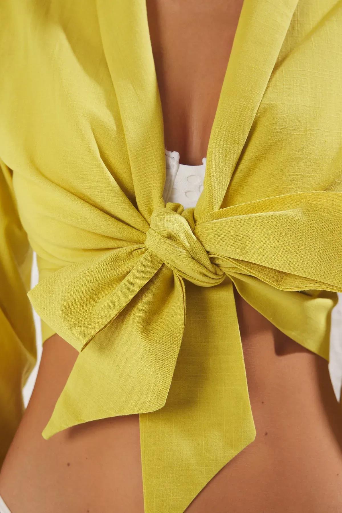 Green Tie Beach Blouse, , large image number 3