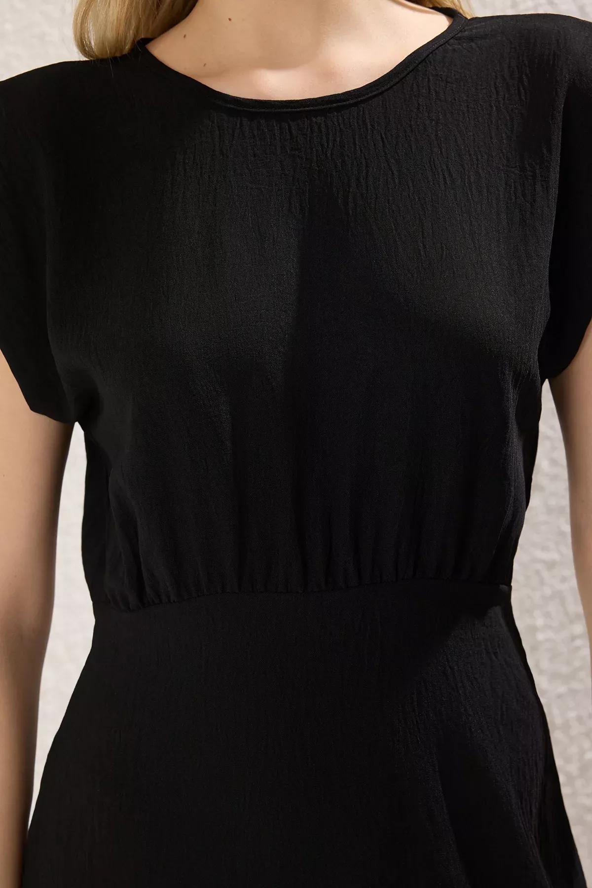 Black A-Line Midi Dress, , large image number 2