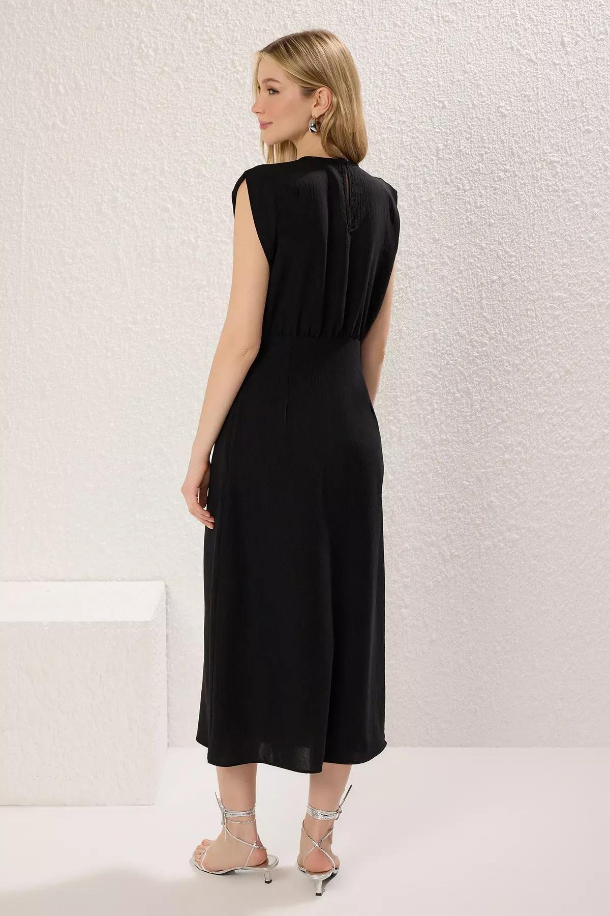 Black A-Line Midi Dress, , large image number 3