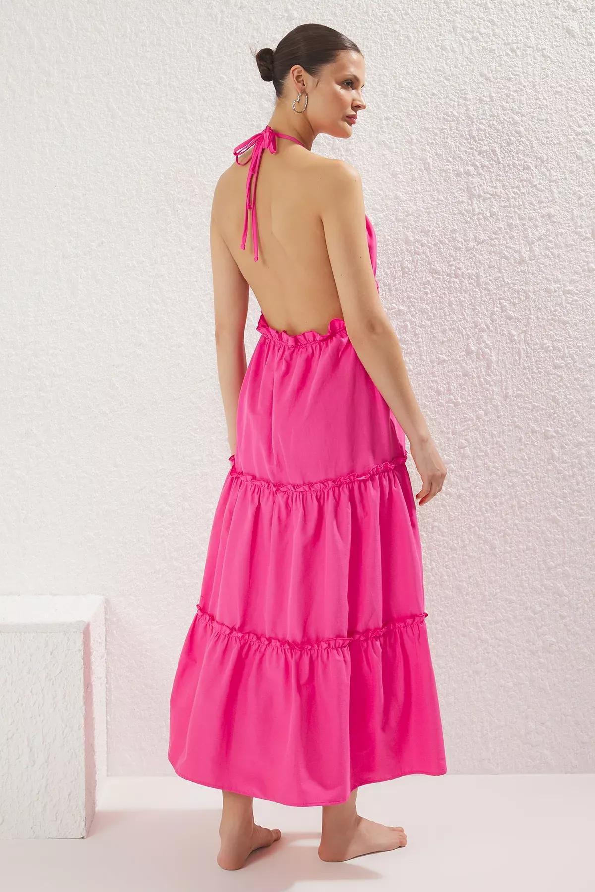 Pink Striped Maxi Ruffle Dress, , large image number 3