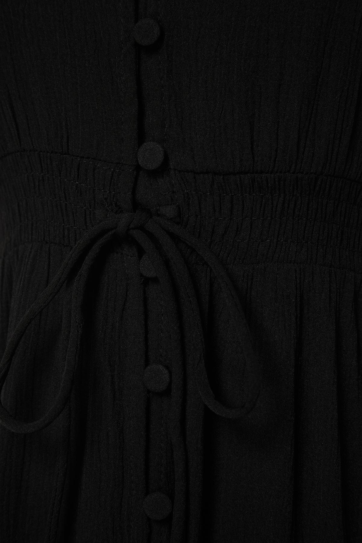 Black Maxi Woven Ruffle Beach Dress TBESS24EL00092, , large image number 5