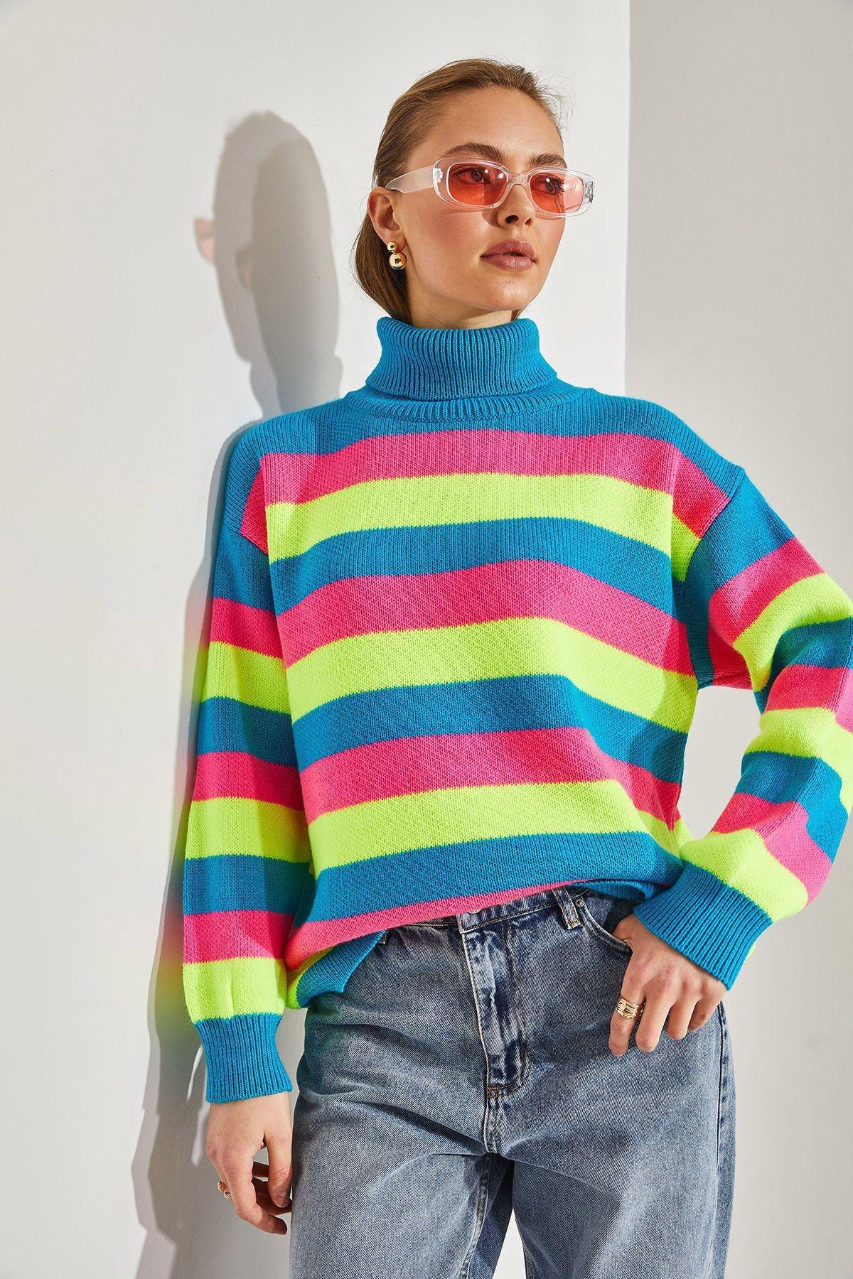 Blue Turtleneck Knitted Sweater, C101_5694, large image number 1
