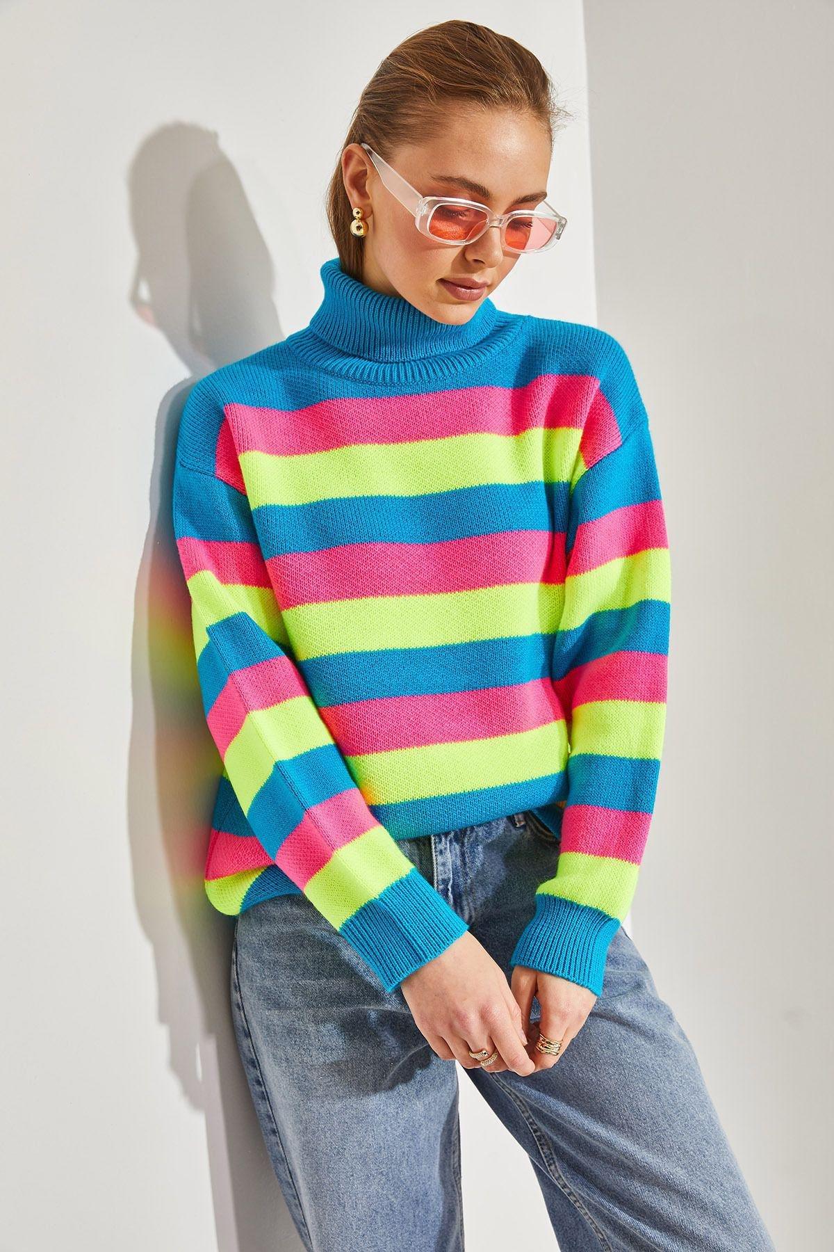 Blue Turtleneck Knitted Sweater, C101_5694, large image number 3