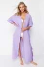Trendyol - Purple Belted Maxi Woven Frilly Kimono