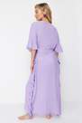Trendyol - Purple Belted Maxi Woven Frilly Kimono