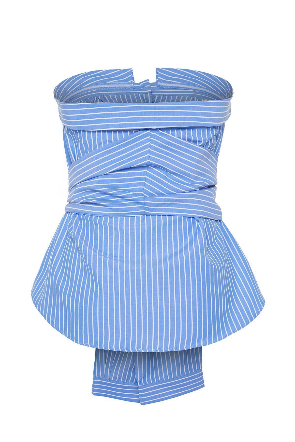 Blue Strapless Shirt, , large image number 6