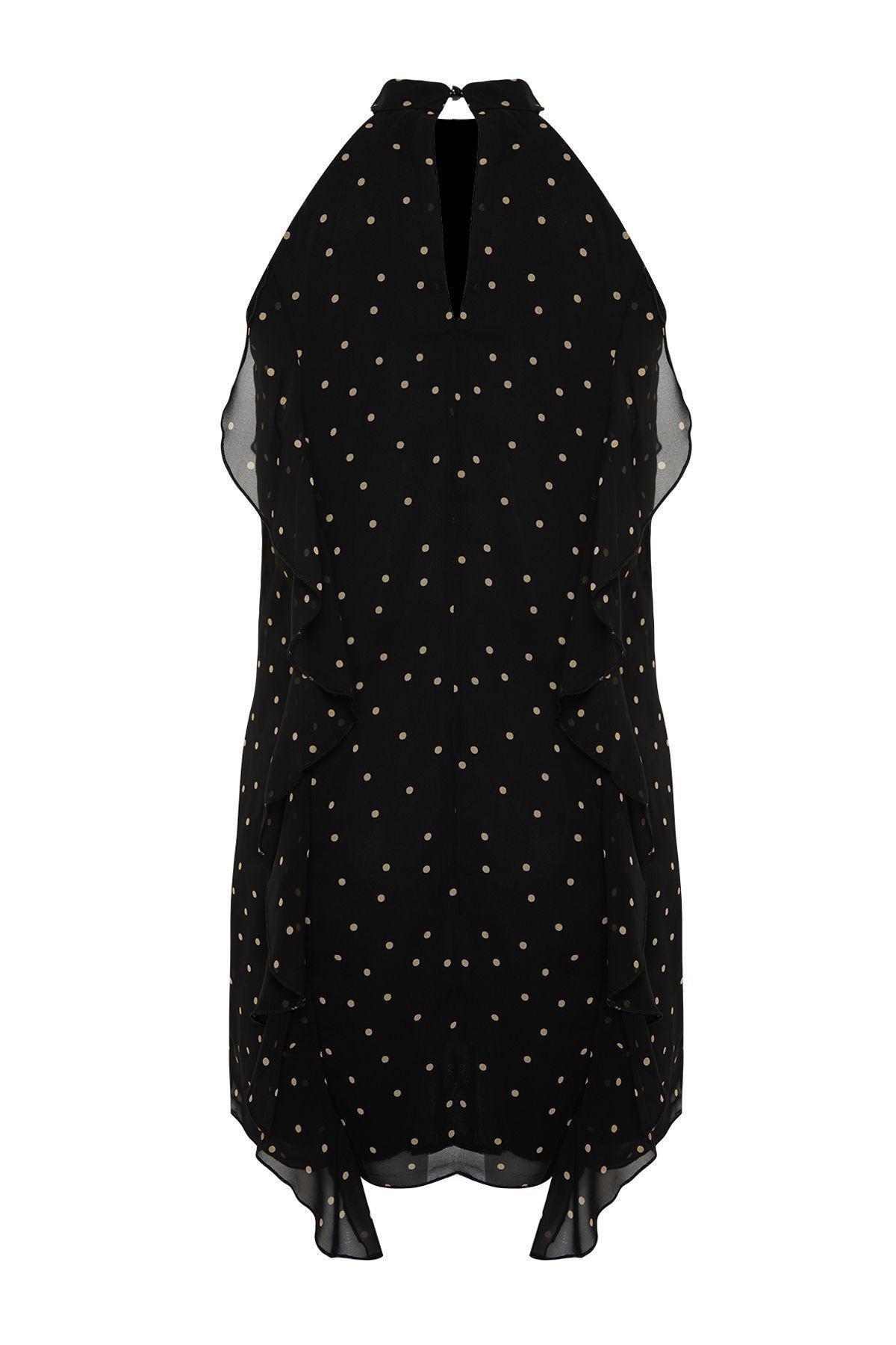 Black Frills Ruffle Mini Dress, , large image number 6