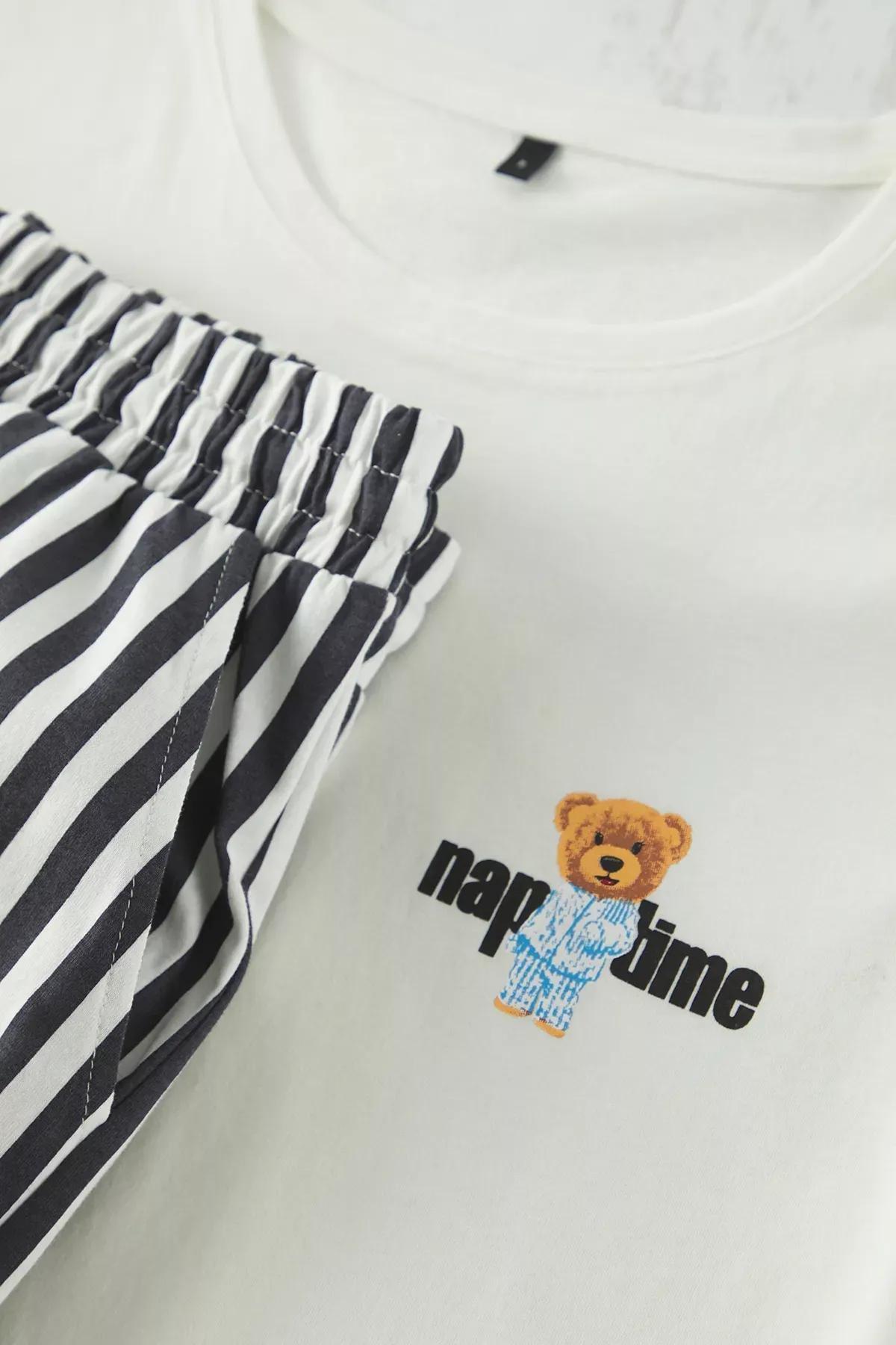 Black Striped Couple Pajama Set, , large image number 1