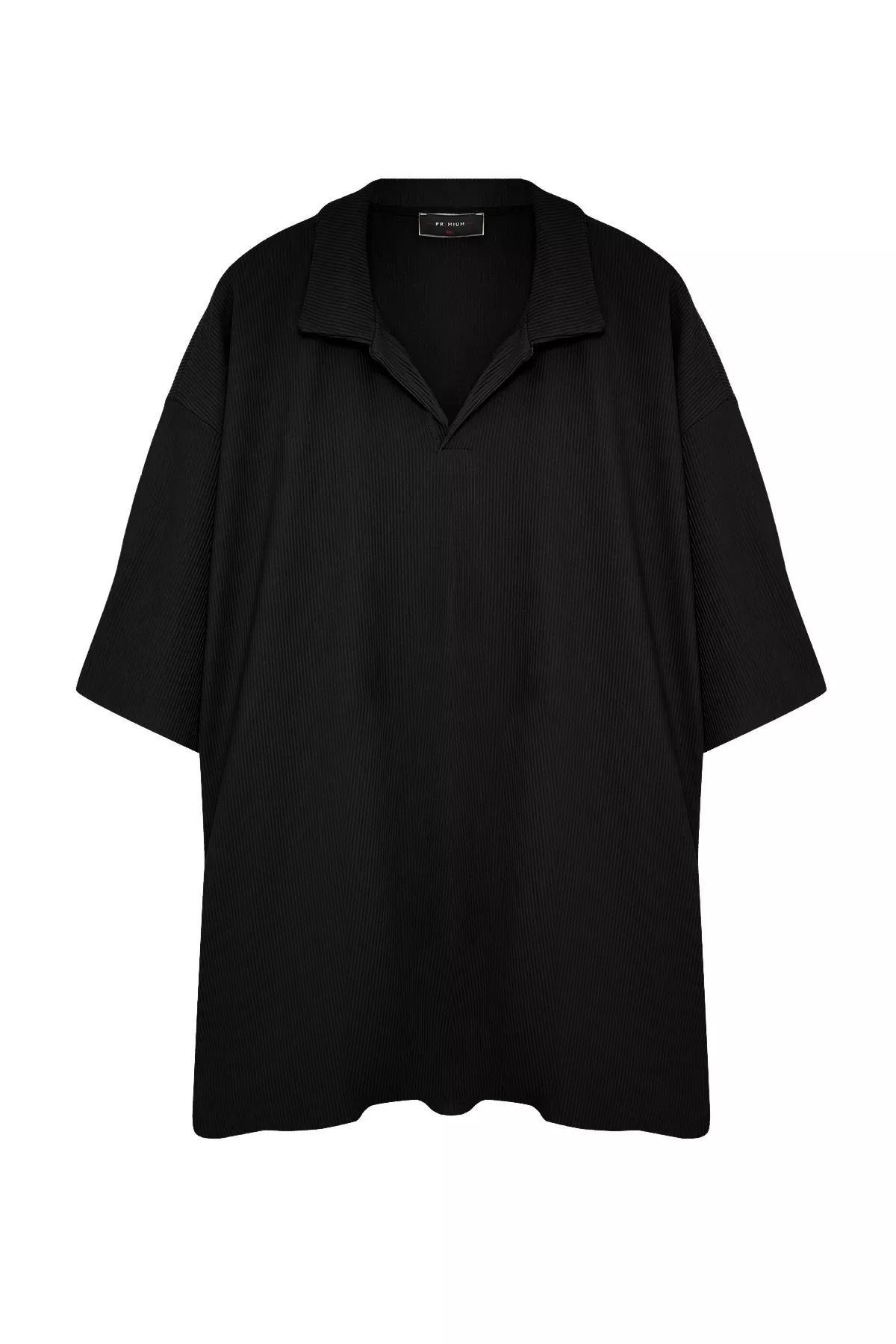 Black Textured Plus-Size T-shirt, C101_5720, large image number 5