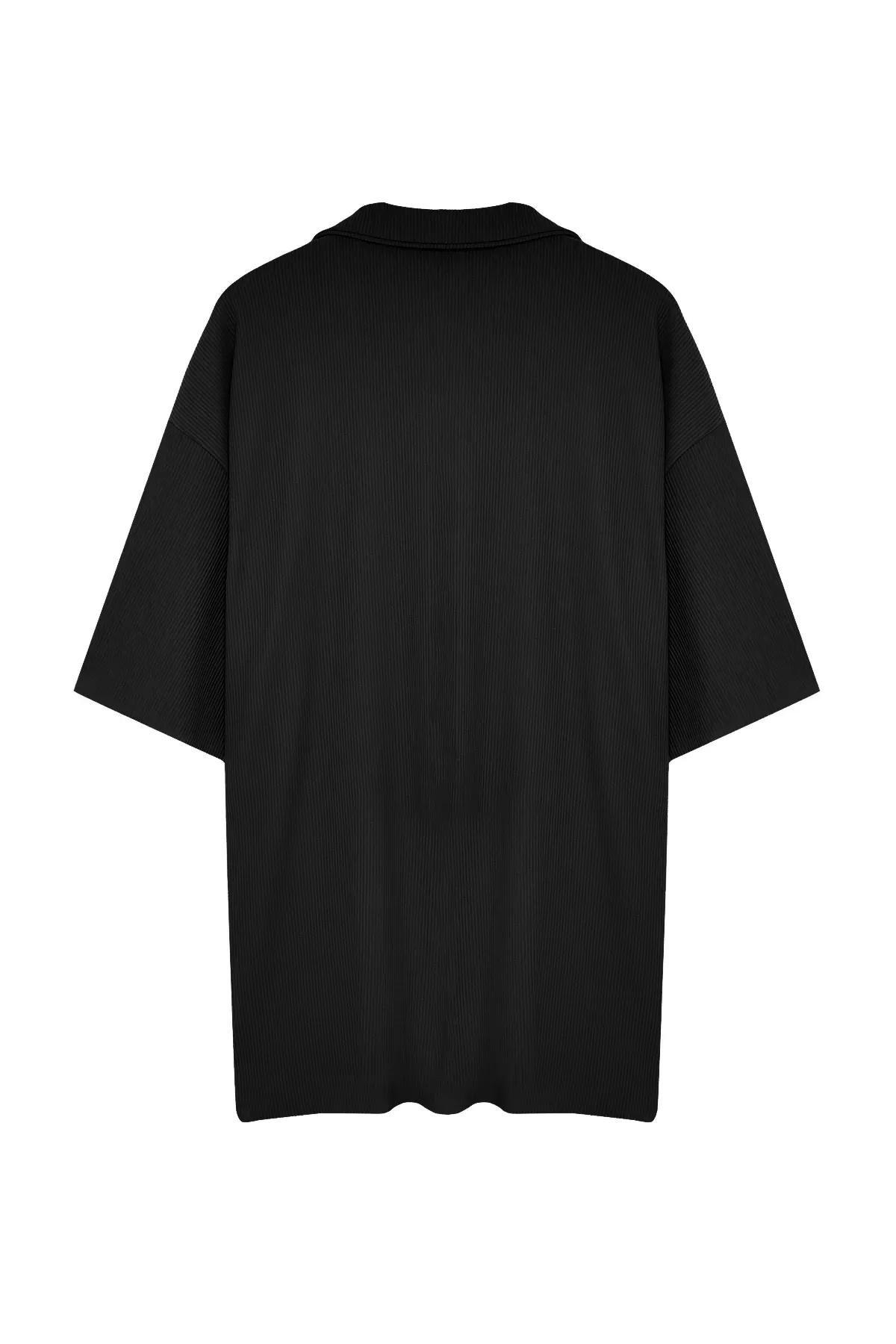 Black Textured Plus-Size T-shirt, C101_5720, large image number 6
