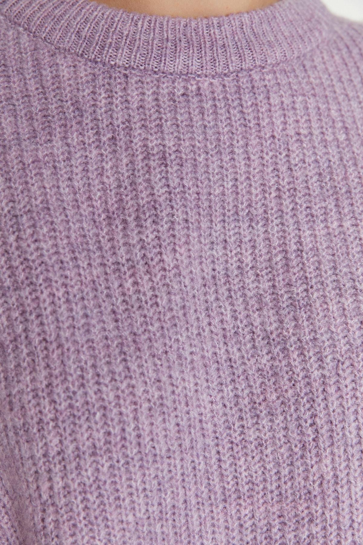 Purple Oversize Crew Neck Sweater, , large image number 3