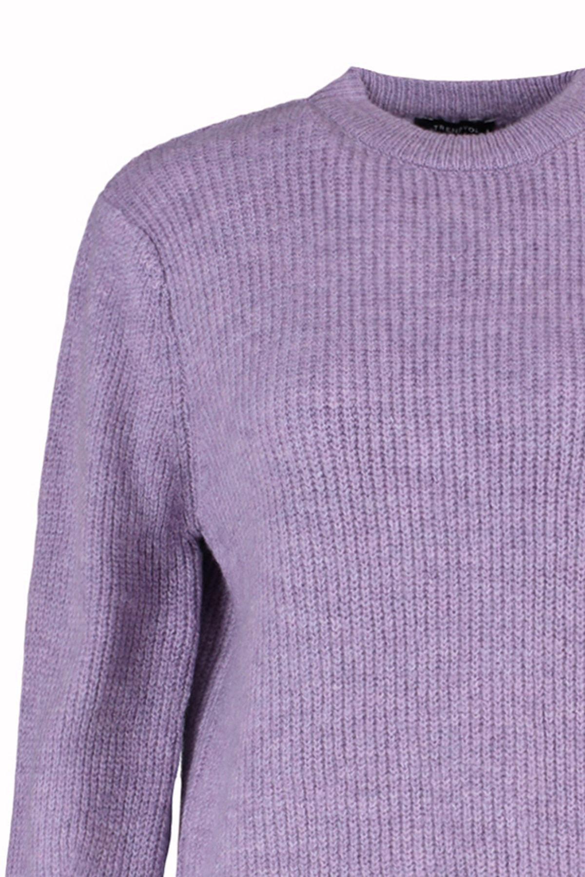 Purple Oversize Crew Neck Sweater, , large image number 6