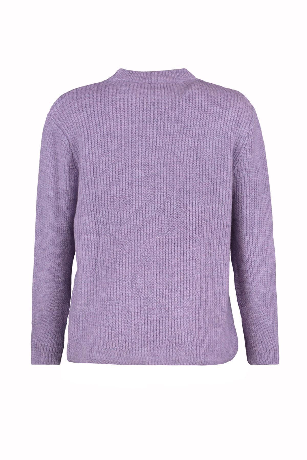 Purple Oversize Crew Neck Sweater, , large image number 7