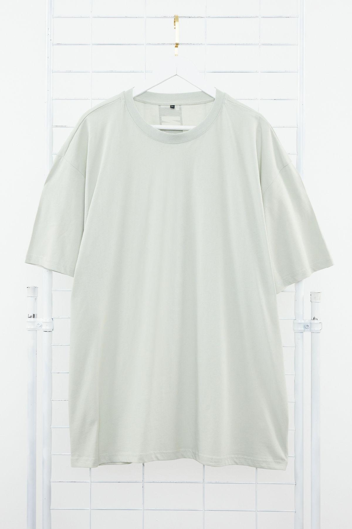 Grey Plus Size Oversized Printed Cotton T-Shirt, Grey, large image number 0