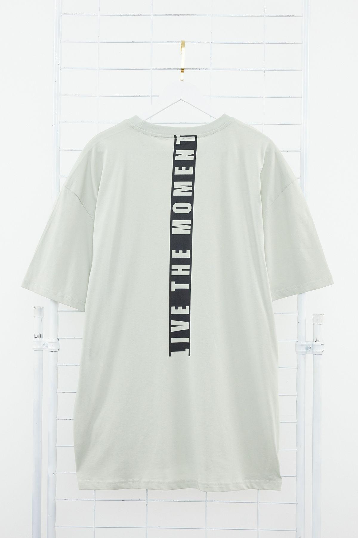 Grey Plus Size Oversized Printed Cotton T-Shirt, Grey, large image number 2