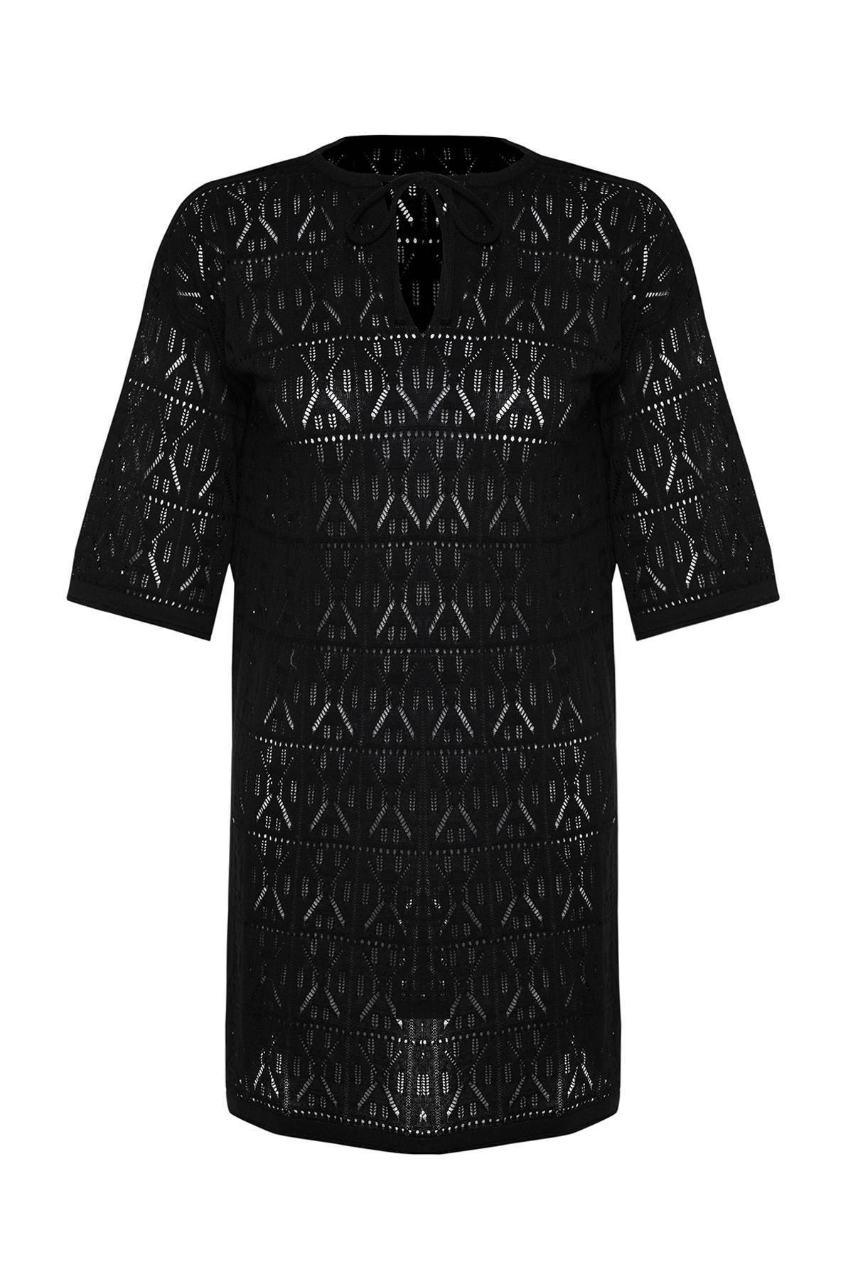 White Mini Knitted Tie Knitwear effect Beach Dress TBESS24EL00093, C101_2094, large image number 3