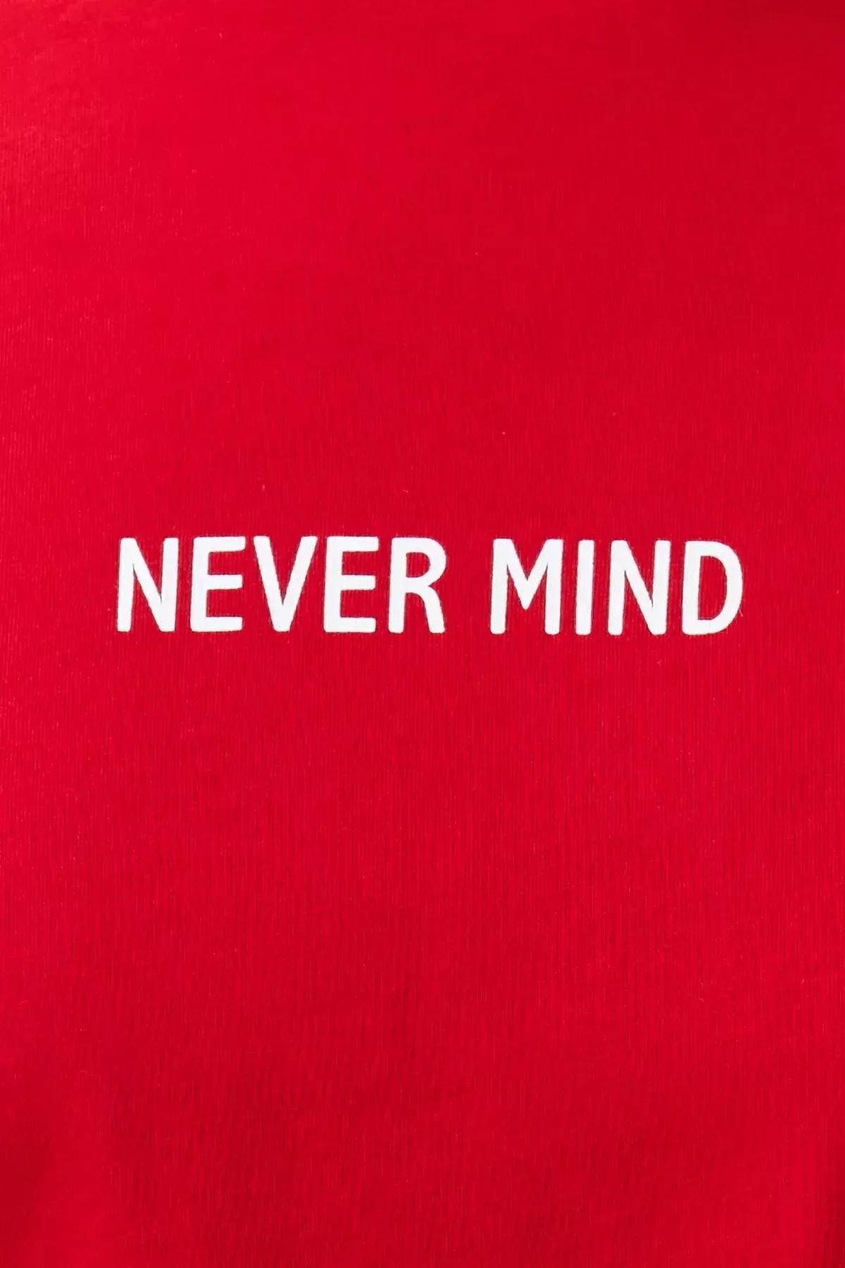 Red Slogan Cotton Oversize T-shirt, C101_5690, large image number 3