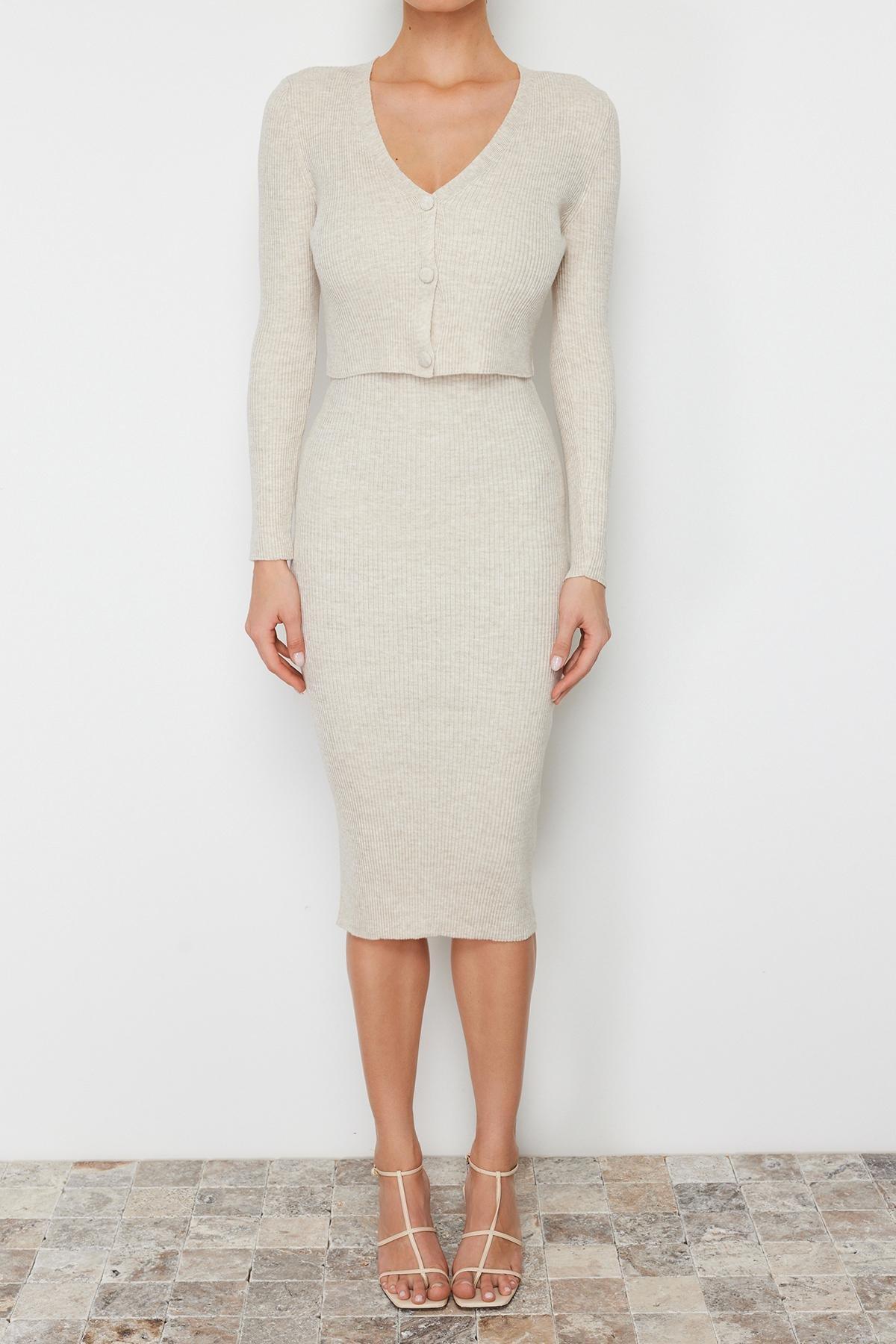 Beige Buttoned Detailed Co-Ord Set, , large image number 3