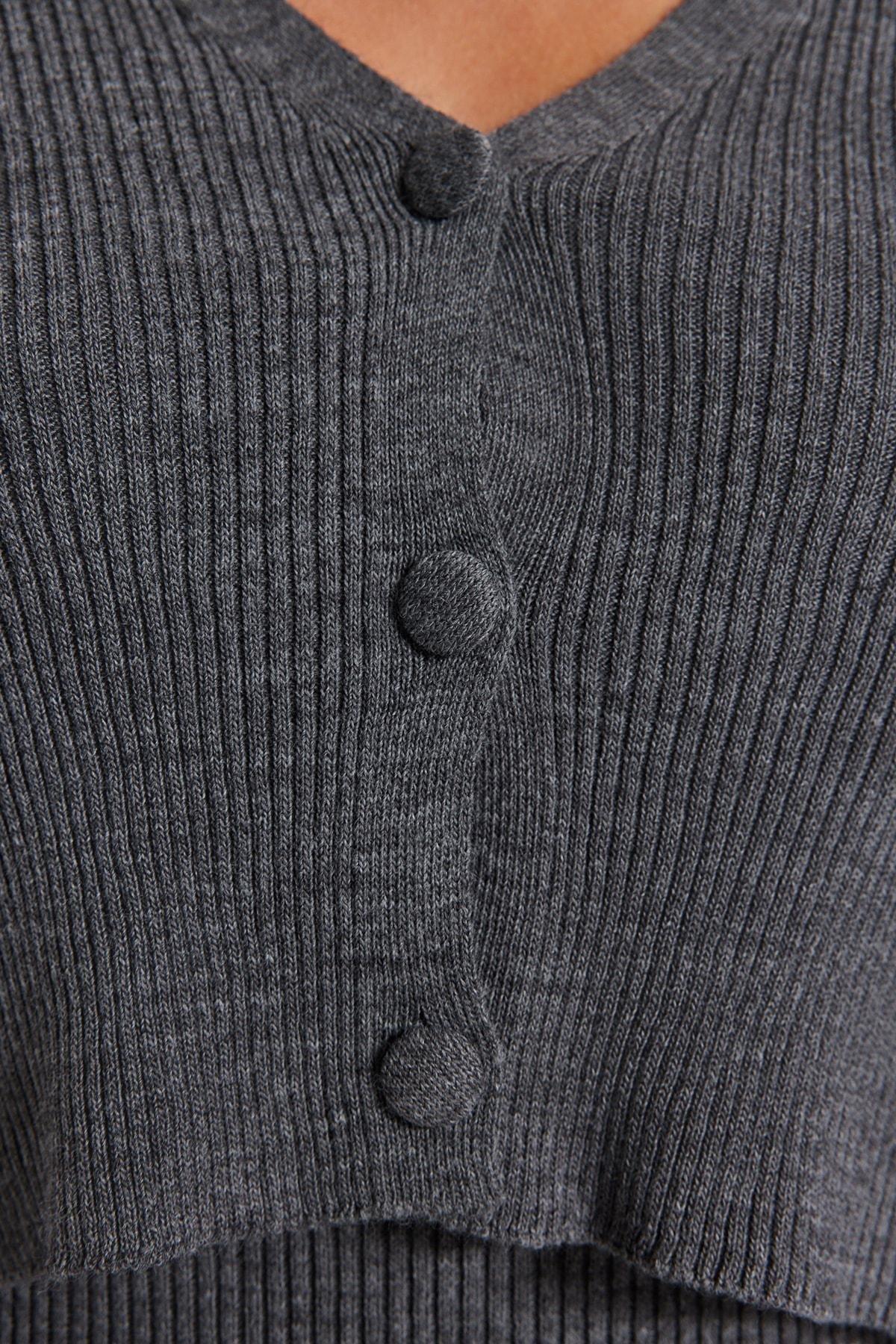 Grey V-Neck Bodycon Dress, , large image number 6
