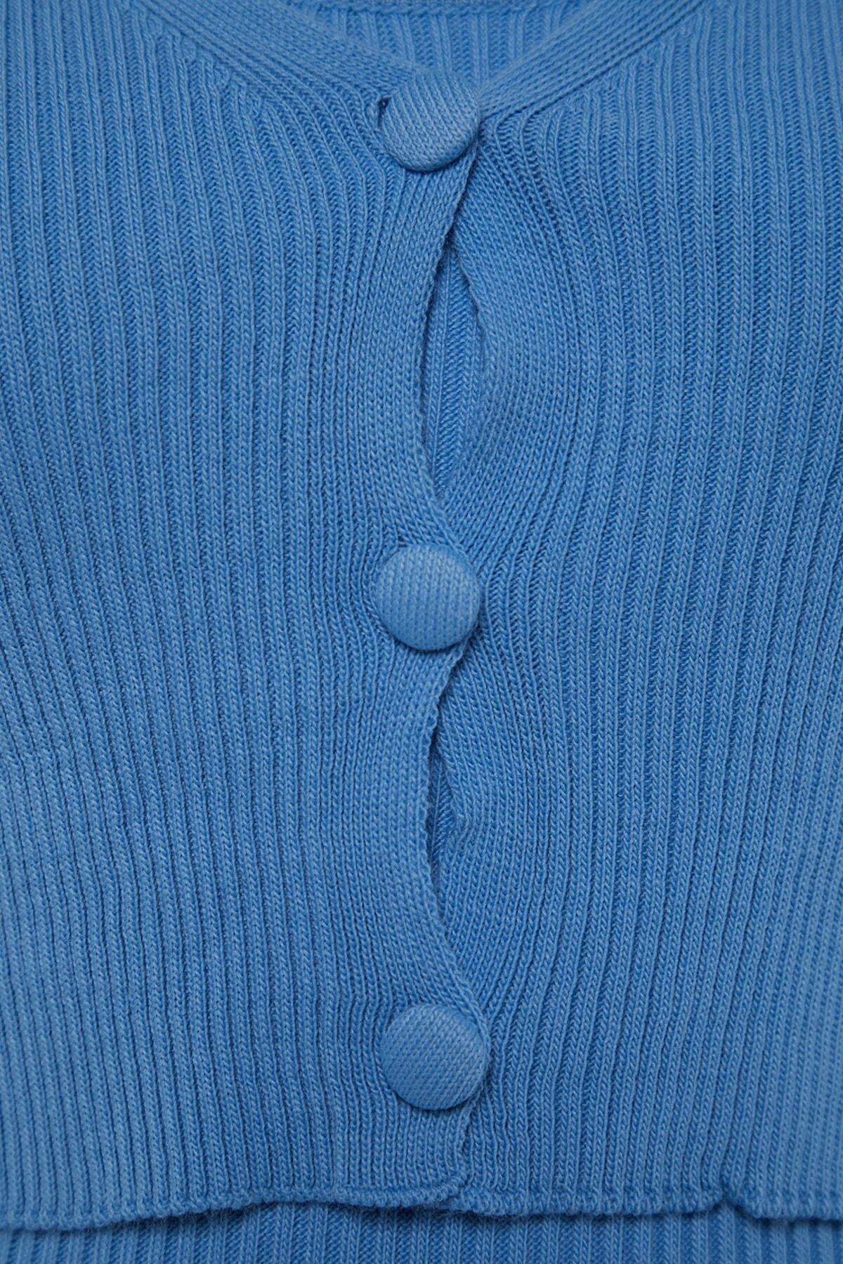 Blue V-Neck Bodycon Dress, , large image number 6