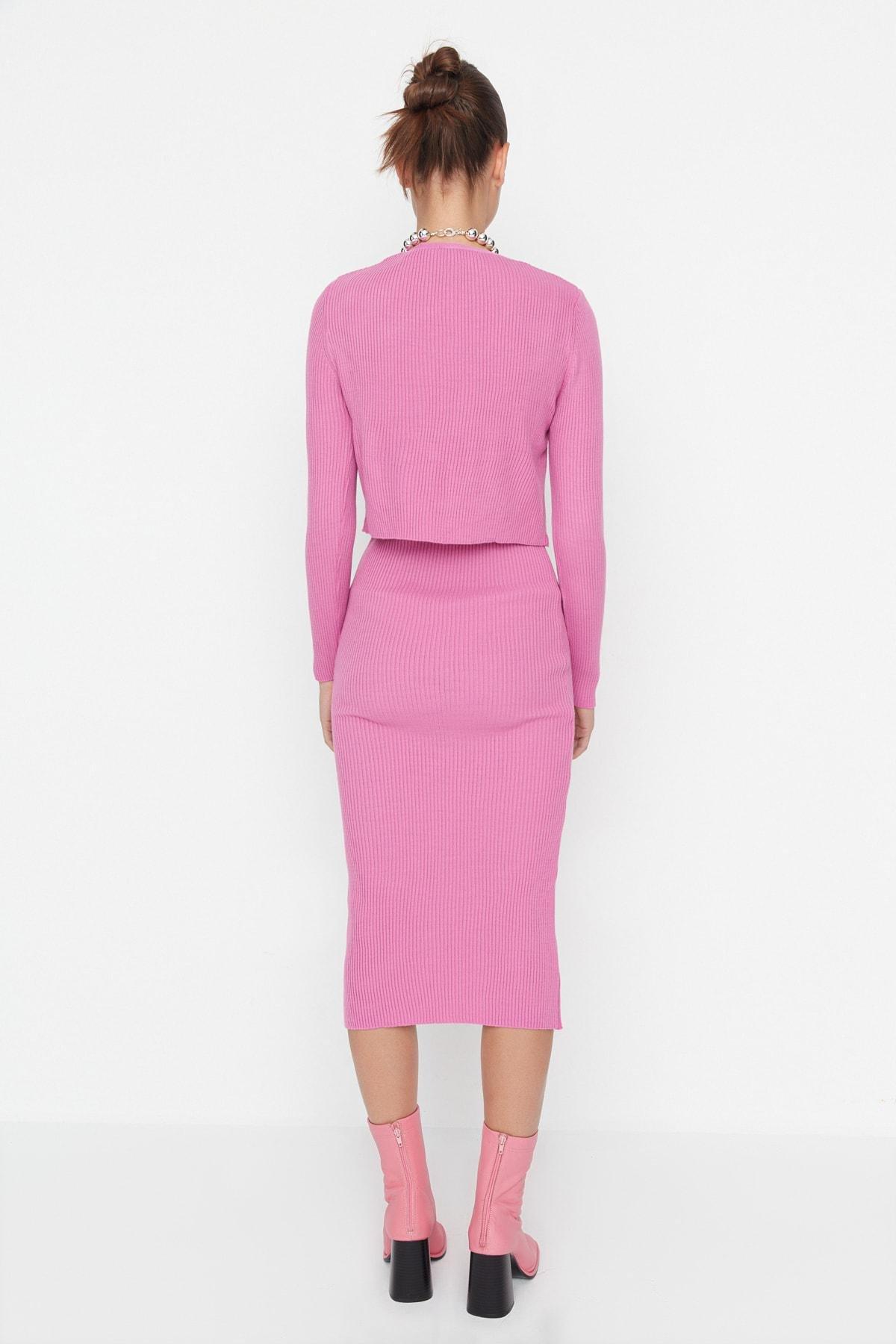 Trendyol - Pink Bodycon Midi Dress