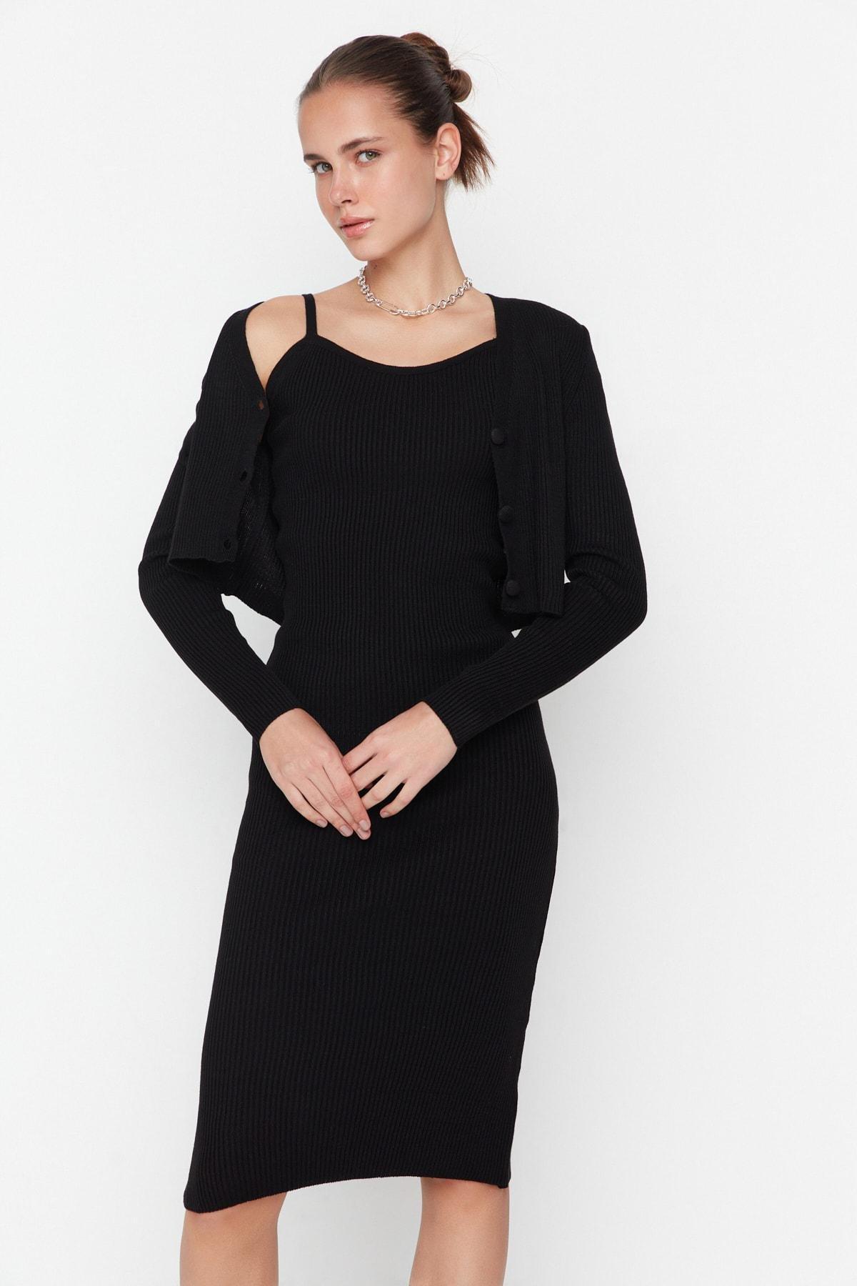 Black Bodycon Midi Dress, , large image number 0