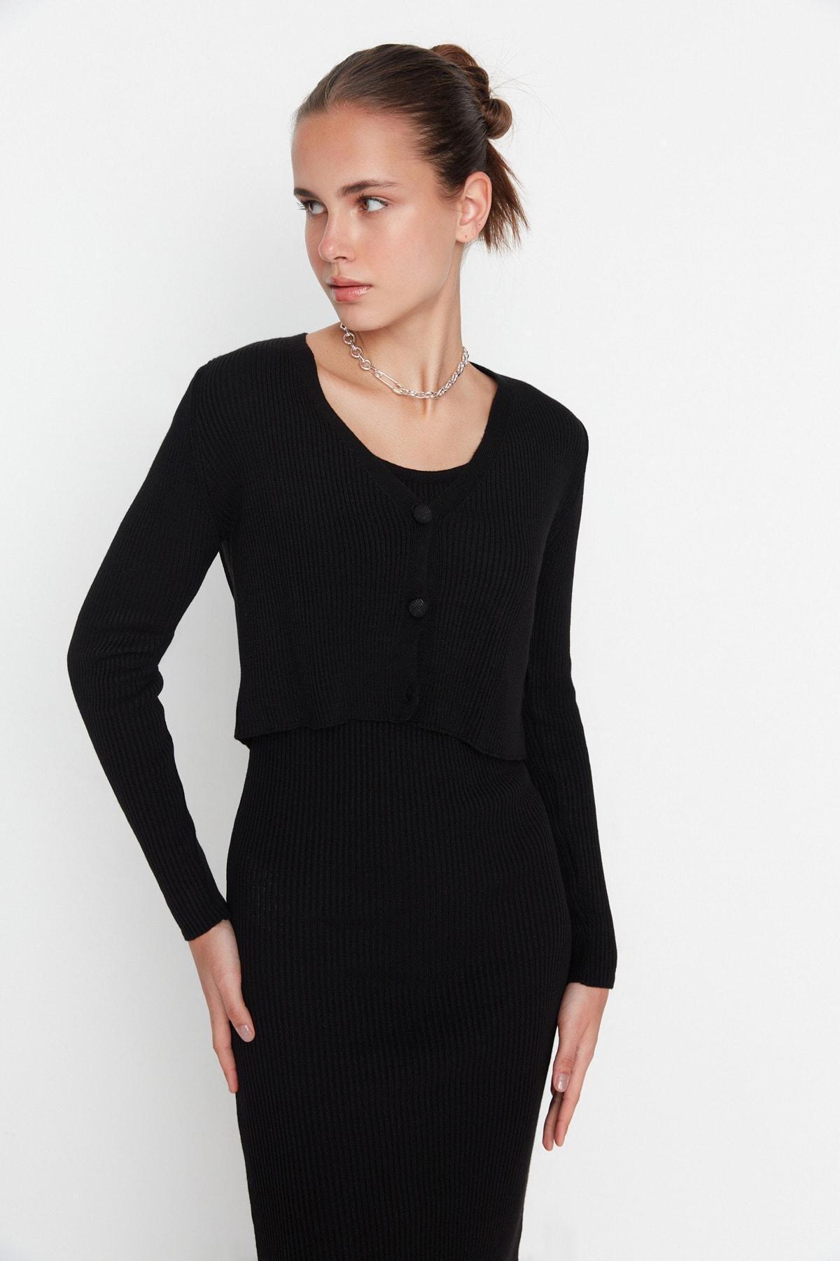 Black Bodycon Midi Dress, , large image number 1